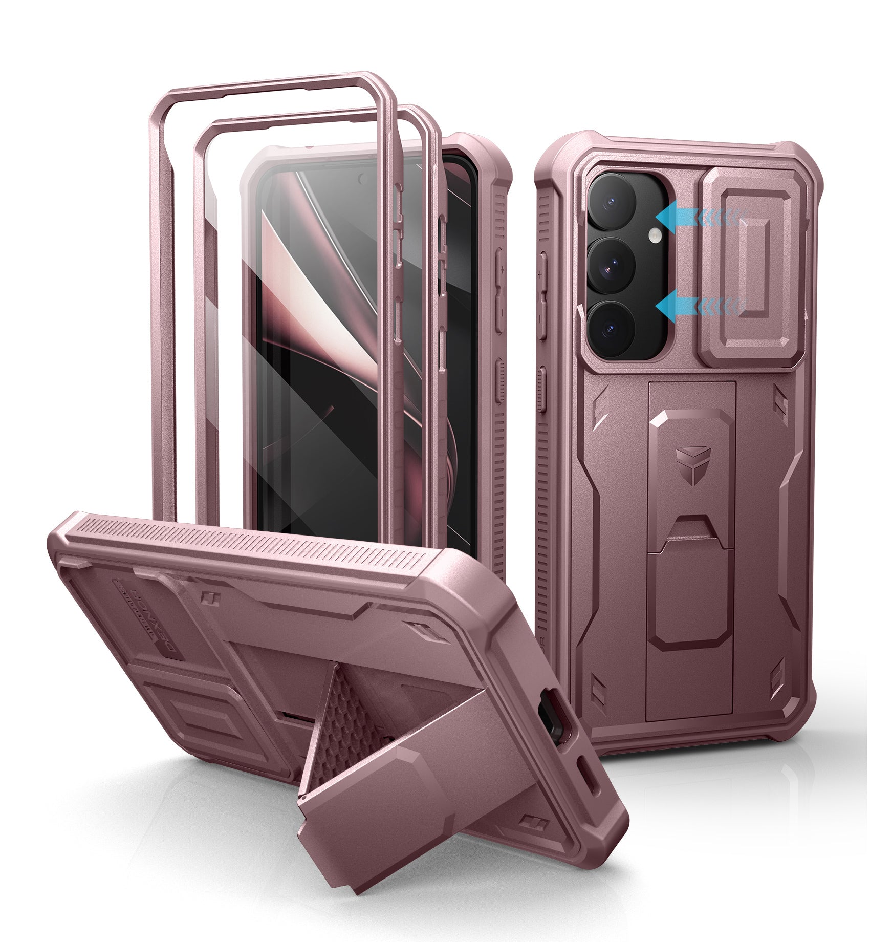 Dexnor Case for Samsung Galaxy S25 Plus Full Body With Screen Protector Slide Camera Bumper Kickstand Heavy-duty Shockproof Grade Cover