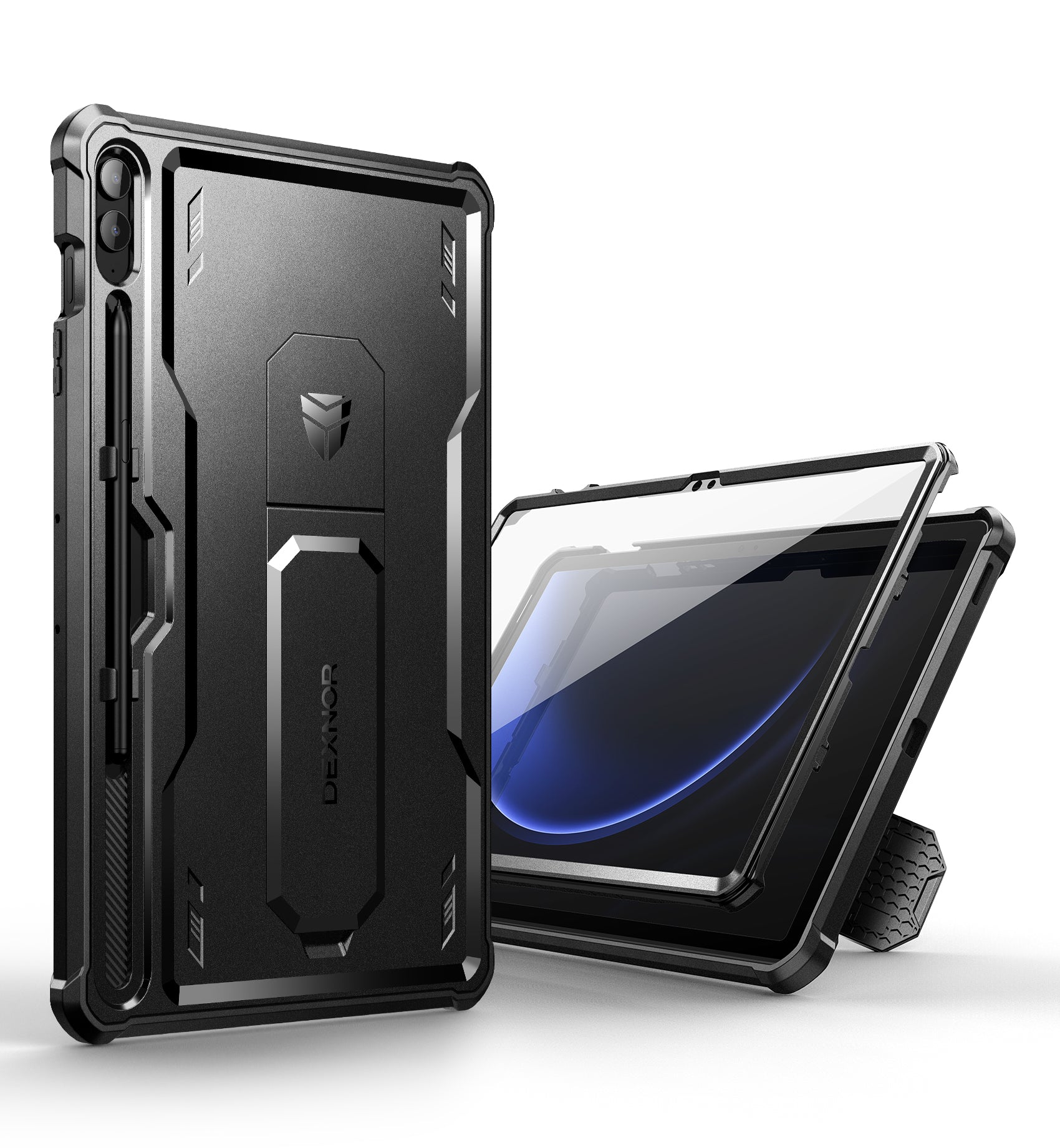 Dexnor Tablet Case for Samsung Galaxy Tab S9 FE Plus With Screen Protector Full Body Bumper Kickstand Heavy-duty Shockproof Rugged Pen Holder Cover.