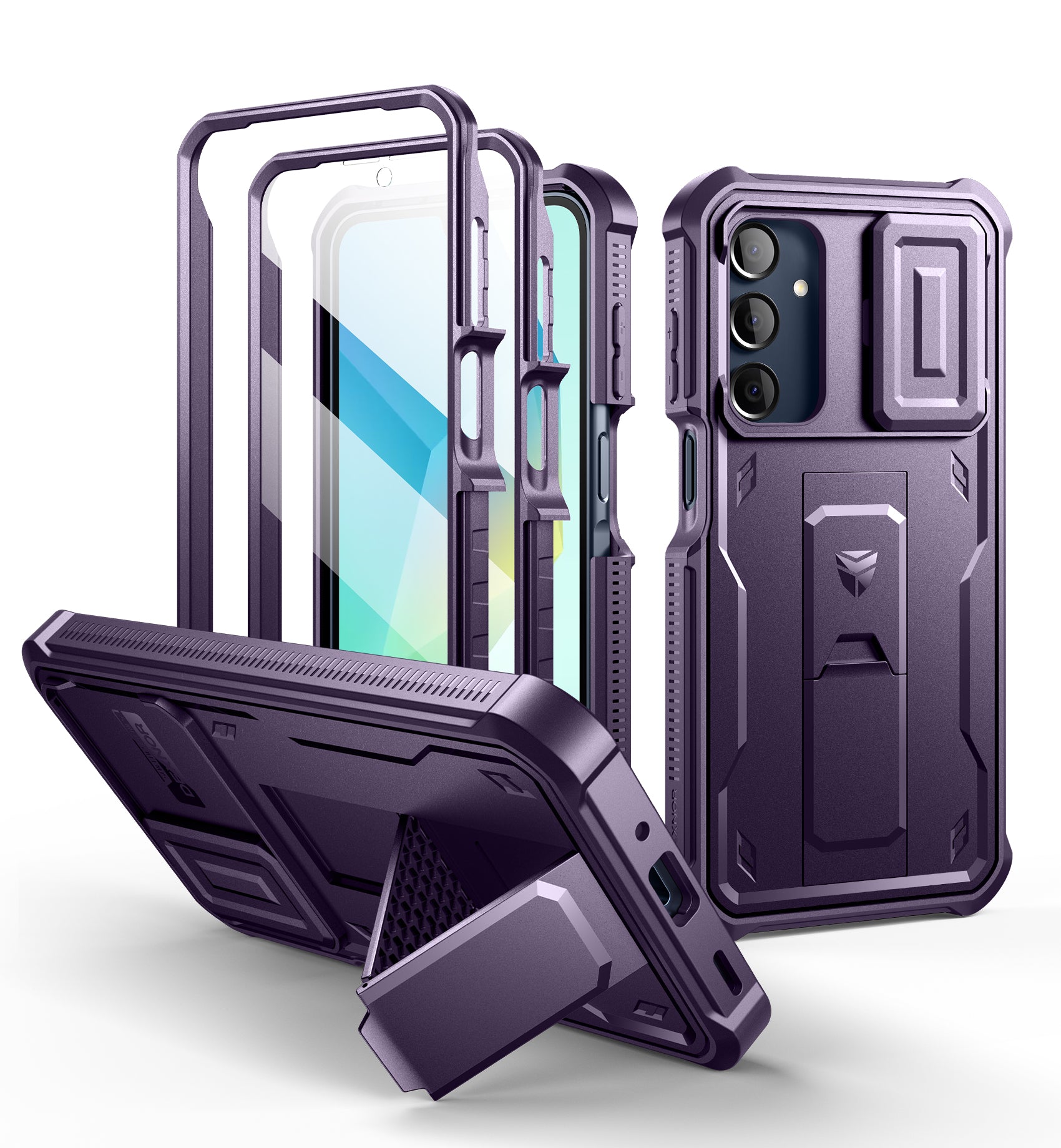 Dexnor Case for Samsung Galaxy A16 With Screen Protector Full Body Bumper Kickstand Heavy-duty Shockproof Rugged Cover.