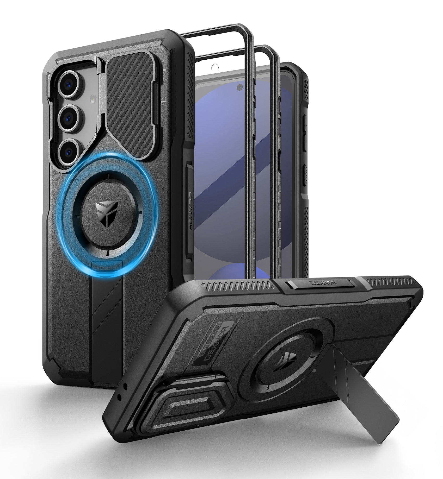 Dexnor Case for Samsung Galaxy S24 FE with Camera Cover & Adjustable Kickstand & Built-in Screen Protector Magnetic Rugged Shockproof Bumper Cases Dexnor Case for Samsung Galaxy S24 FE with Camera Cover & Adjustable Kickstand & Built-in Screen Protector Magnetic Rugged Shockproof Bumper Cases