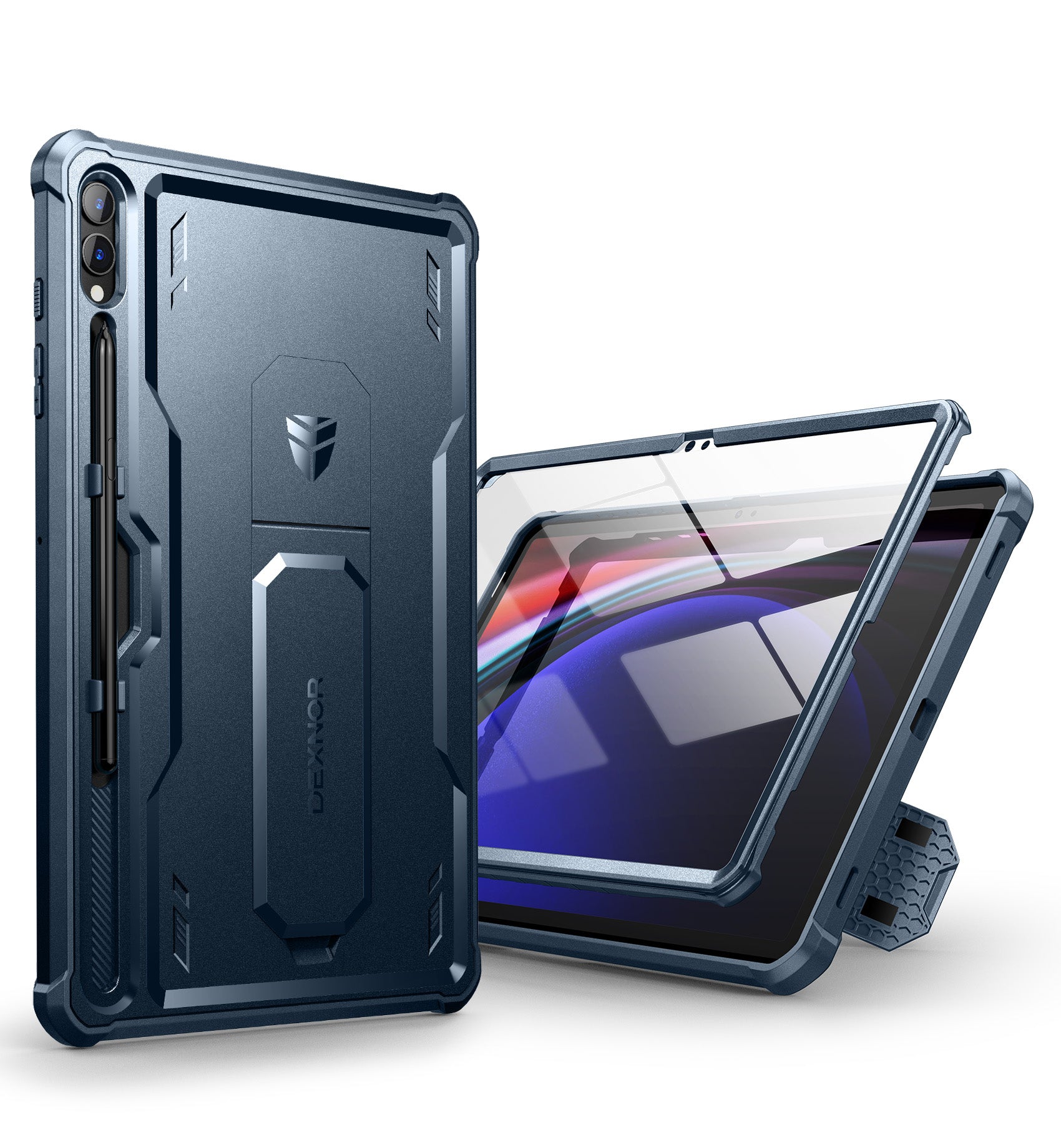 Dexnor Tablet Case for Samsung Galaxy Tab S9 Plus With Screen Protector Full Body Bumper Kickstand Heavy-duty Shockproof Rugged Pen Holder Cover.