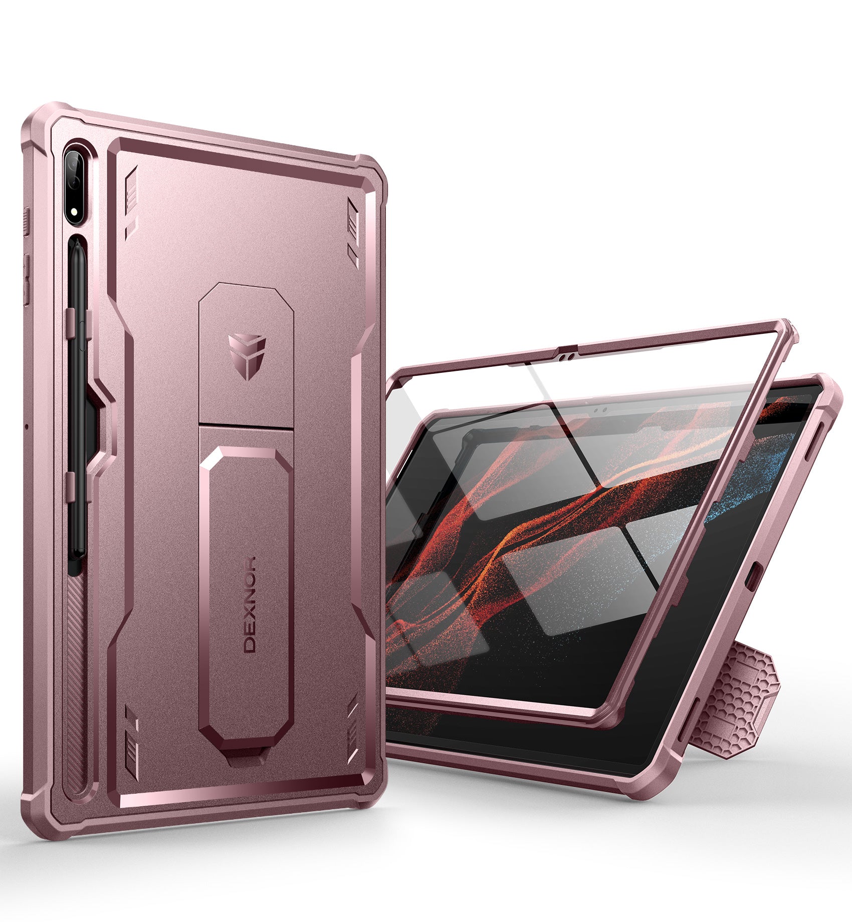 Dexnor Tablet Case for Samsung Galaxy Tab S8 Ultra With Screen Protector Full Body Bumper Kickstand Heavy-duty Shockproof Rugged Pen Holder Cover.