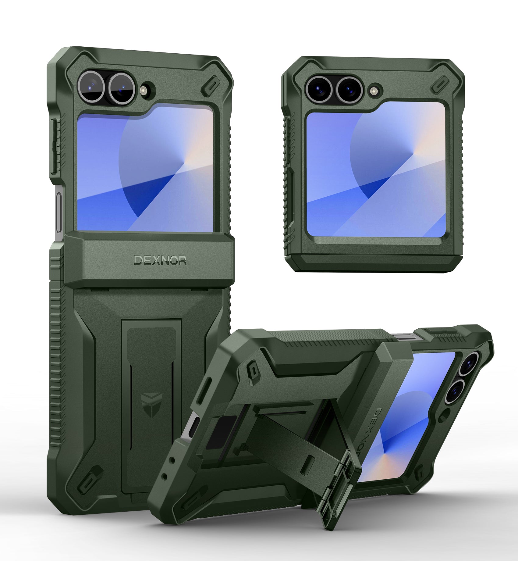 Dexnor Case for Samsung Galaxy Z Flip 6 Hinge Coverage With Screen Protector Full Body Bumper Kickstand Hinge Coverage Shockproof Rugged Cover