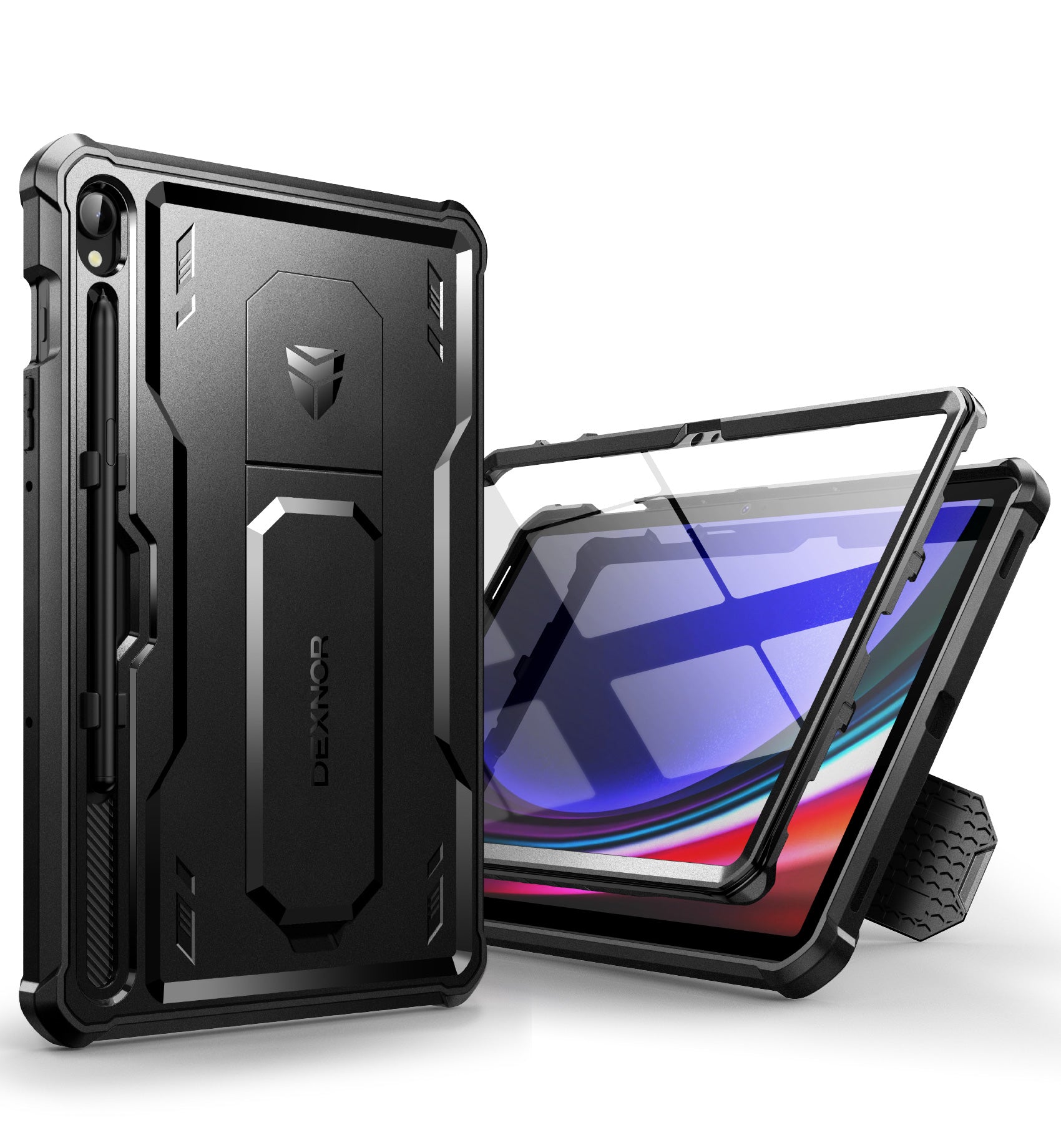 Dexnor Tablet Case for Samsung Galaxy Tab S9 With Screen Protector Full Body Bumper Kickstand Heavy-duty Shockproof Rugged Pen Holder Cover.