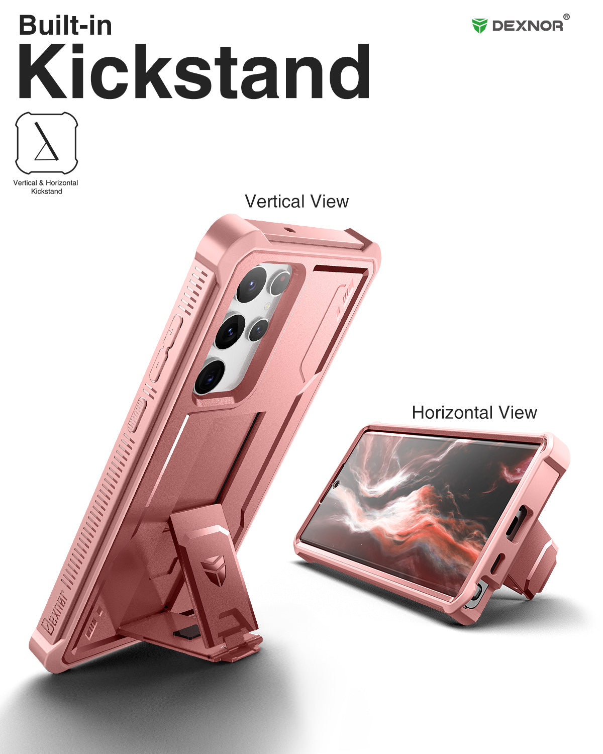 Dexnor Case for Samsung Galaxy S22 Ultra With Single Screen Protector Full Body Bumper Kickstand Heavy-duty Shockproof Rugged Cover.