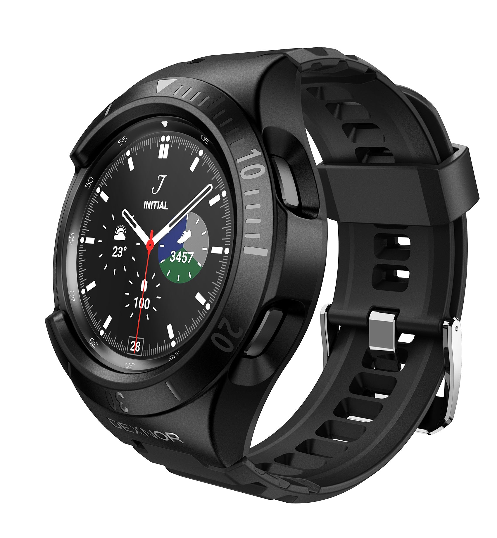 Dexnor Watch Case for Watch 4 Classic Band 46mm(2021) Full Body Bumper Shockproof Rugged Raised Bezel Snap-on Cover