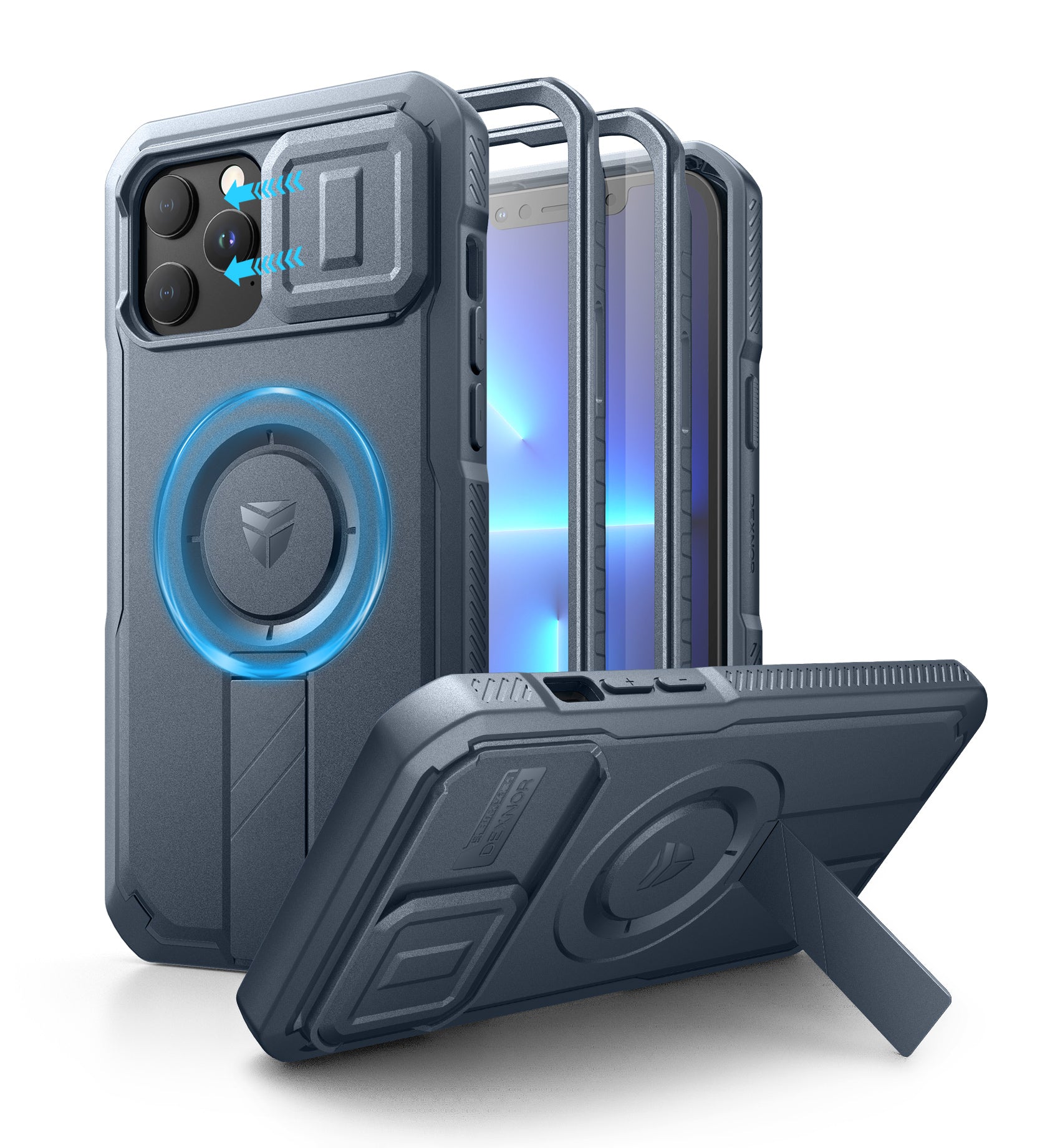 Dexnor Durable Case for iPhone 12/13 Pro Max with Built In Screen Protector and Slide Camera Cover 360 Magsafe Rugged Bumper Cover.