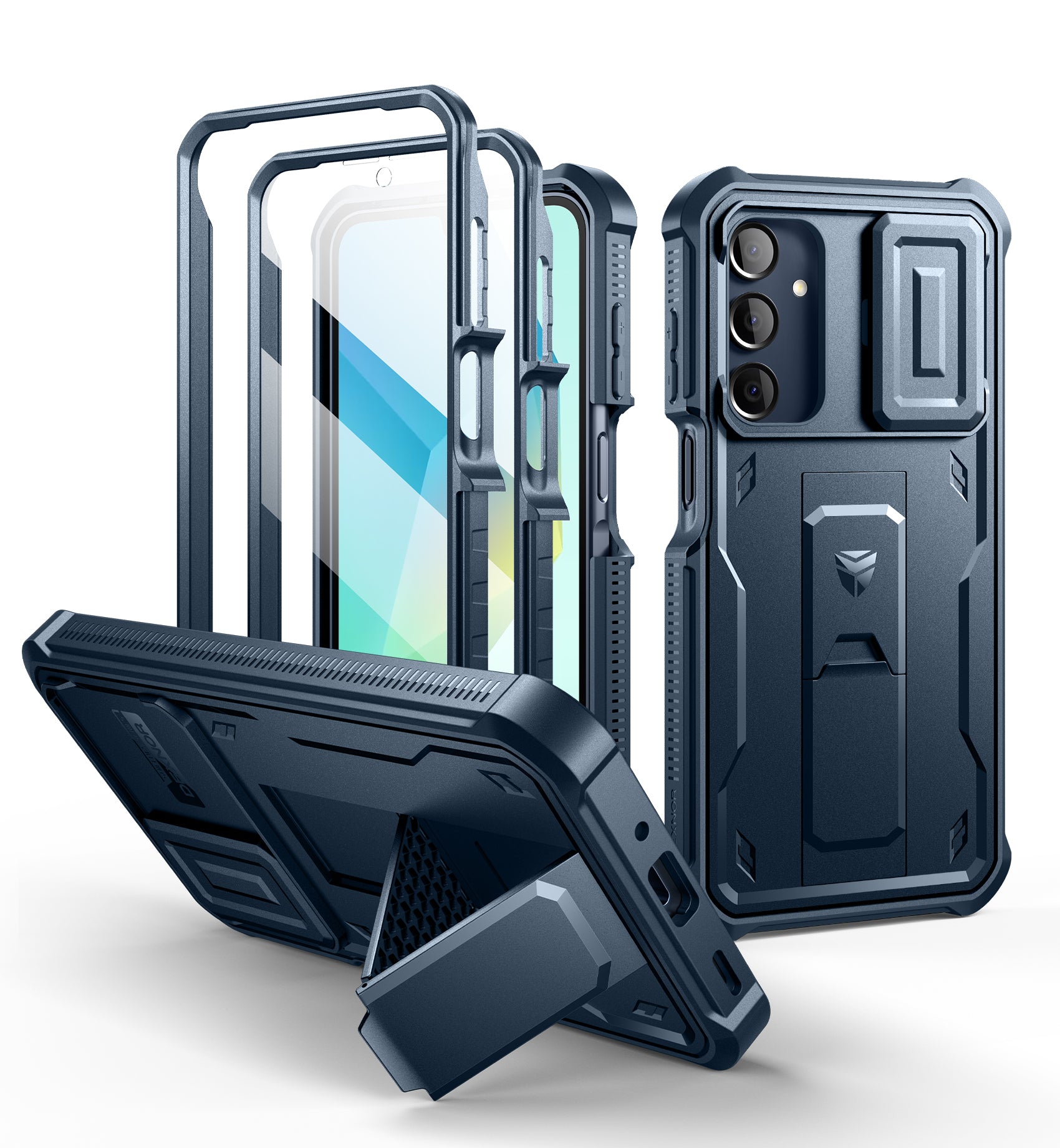 Dexnor Case for Samsung Galaxy A16 With Screen Protector Full Body Bumper Kickstand Heavy-duty Shockproof Rugged Cover.