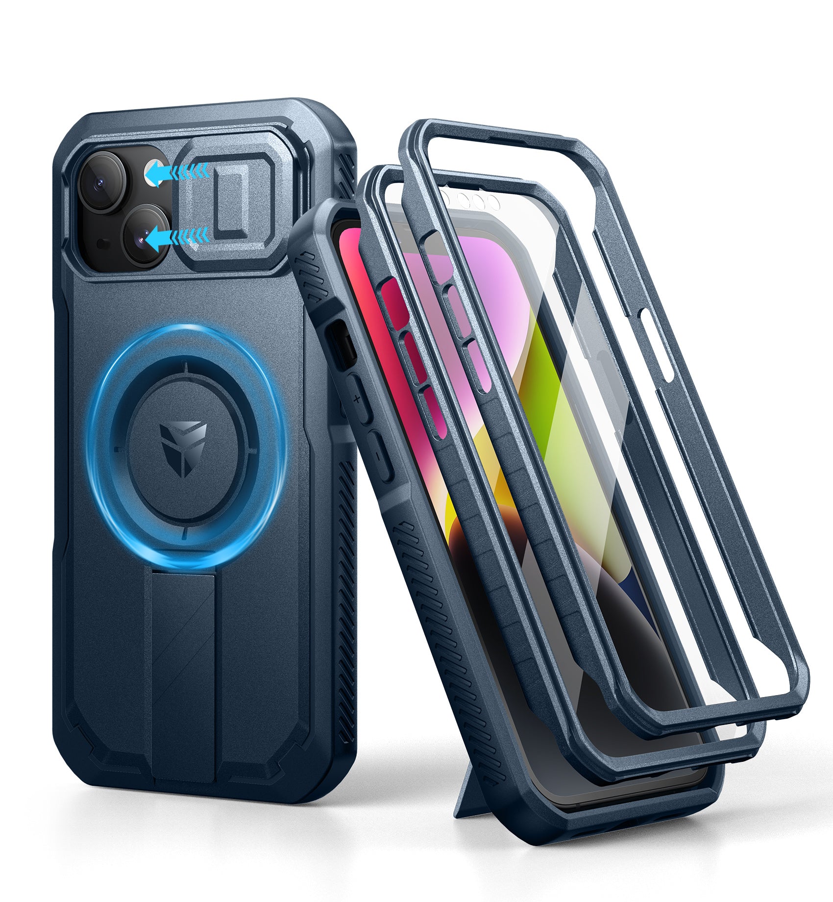 Dexnor Durable Case for iPhone 13/14 with Built In Screen Protector and Slide Camera Cover 360 Magsafe Rugged Bumper Cover