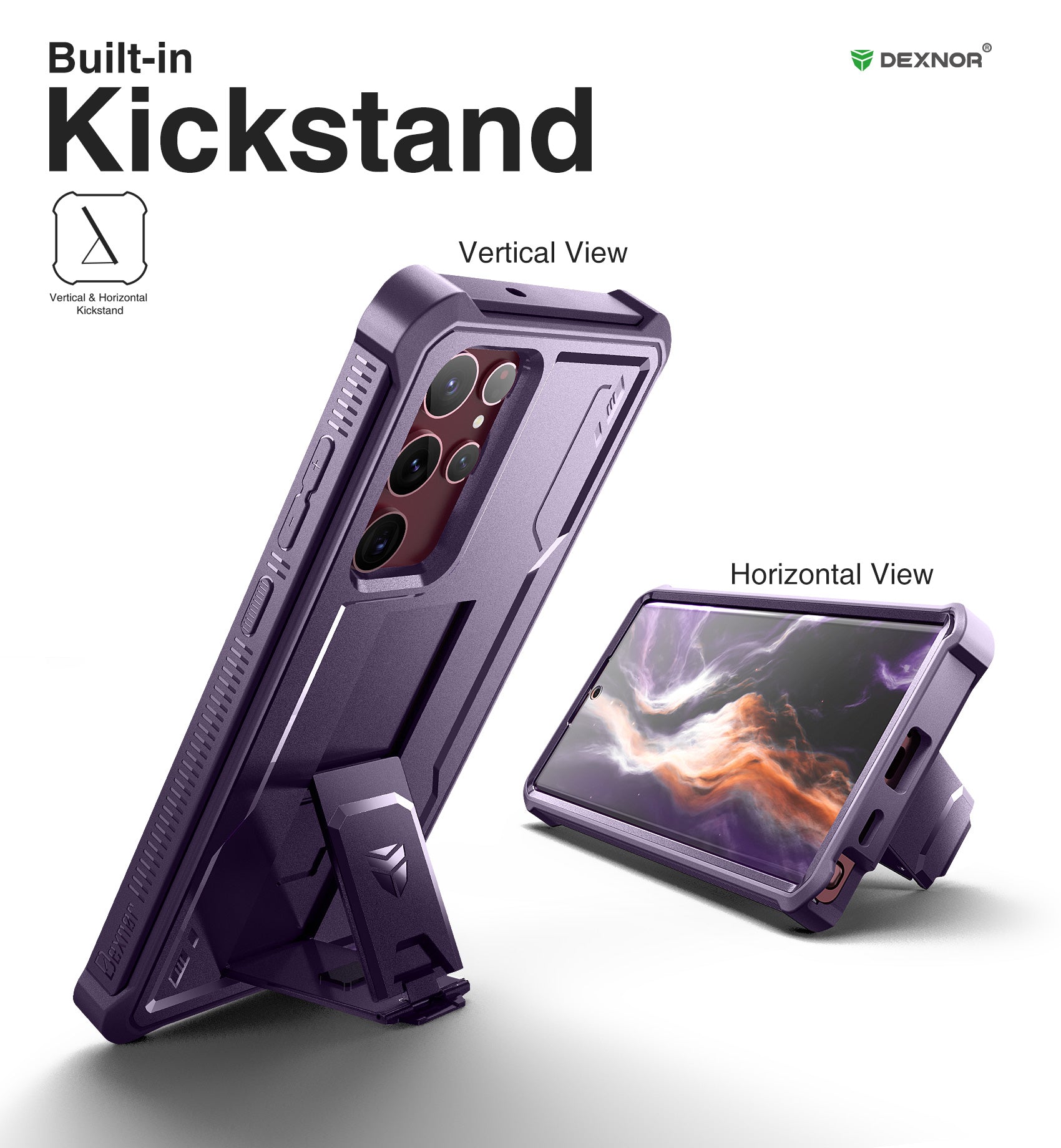 Dexnor Case for Samsung Galaxy S22 Ultra With Single Screen Protector Full Body Bumper Kickstand Heavy-duty Shockproof Rugged Cover.