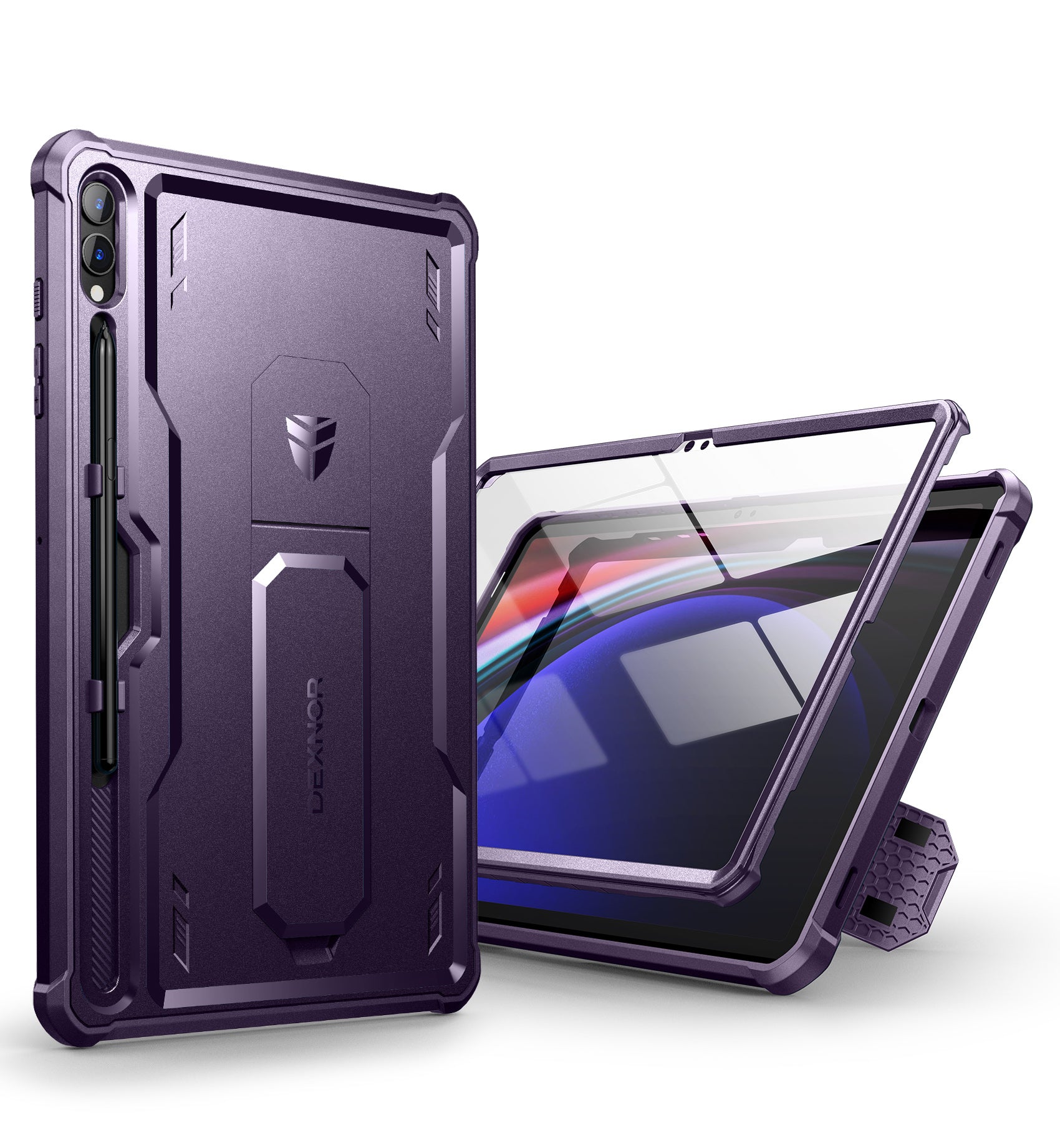 Dexnor Tablet Case for Samsung Galaxy Tab S9 Plus With Screen Protector Full Body Bumper Kickstand Heavy-duty Shockproof Rugged Pen Holder Cover.