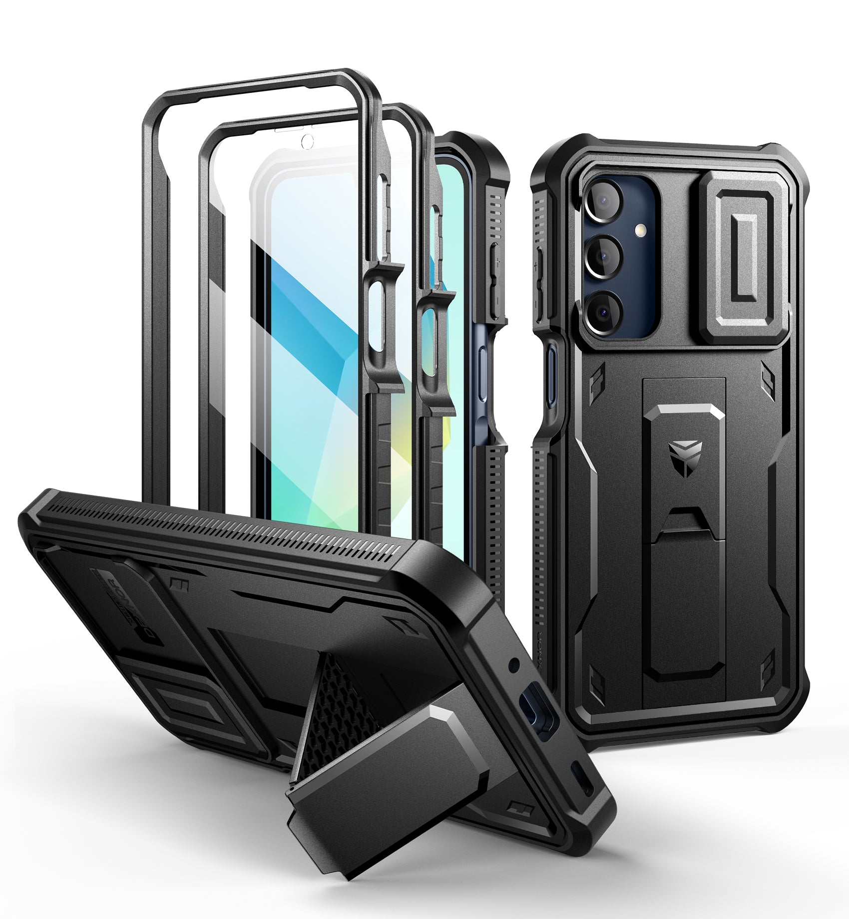 Dexnor Case for Samsung Galaxy A16 With Screen Protector Full Body Bumper Kickstand Heavy-duty Shockproof Rugged Cover.