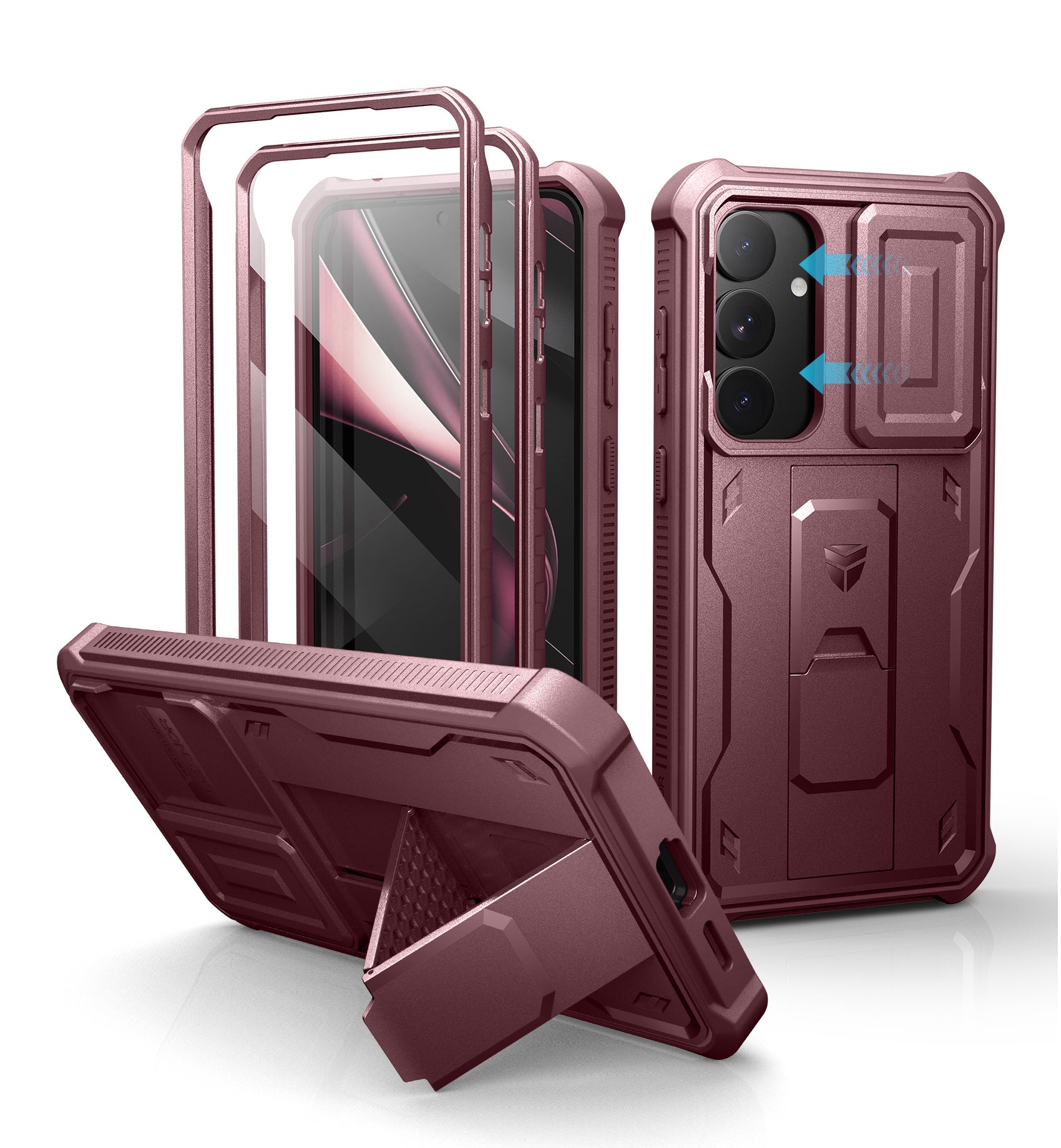Dexnor Case for Samsung Galaxy S25 Plus Full Body With Screen Protector Slide Camera Bumper Kickstand Heavy-duty Shockproof Grade Cover