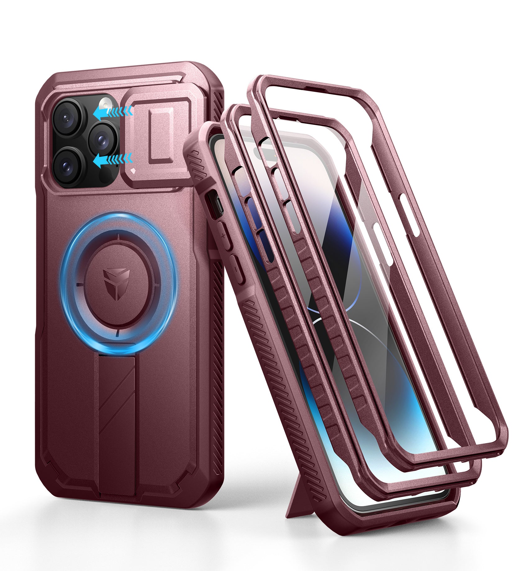 Dexnor Durable Case for iPhone 14 Pro Max with Built In Screen Protector and Slide Camera Cover 360 Magsafe Rugged Bumper Cover