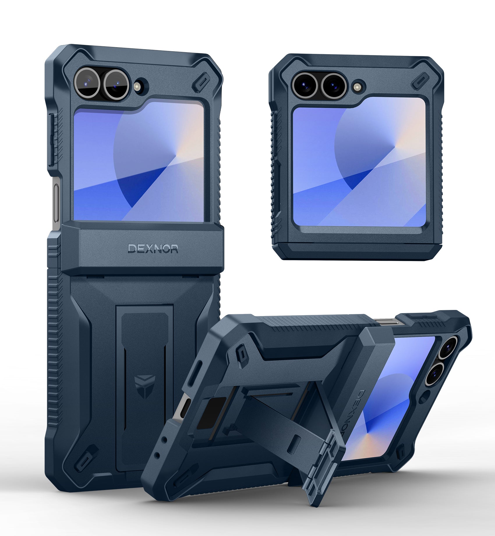 Dexnor Case for Samsung Galaxy Z Flip 6 Hinge Coverage With Screen Protector Full Body Bumper Kickstand Hinge Coverage Shockproof Rugged Cover