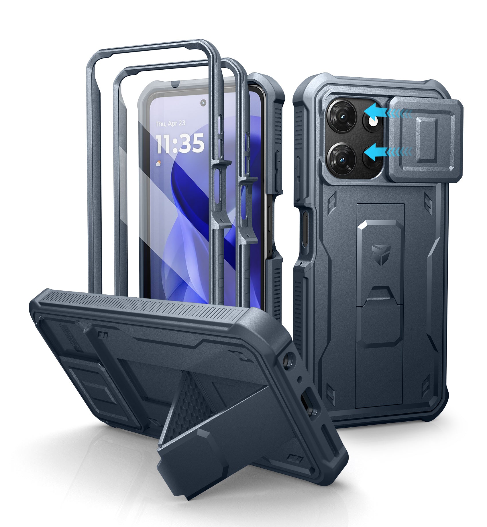 Dexnor Full Body Case for Moto G-Power 5G 2025 With Screen Protector And Slide Camera Bumper Kickstand Heavy-duty Shockproof Cover