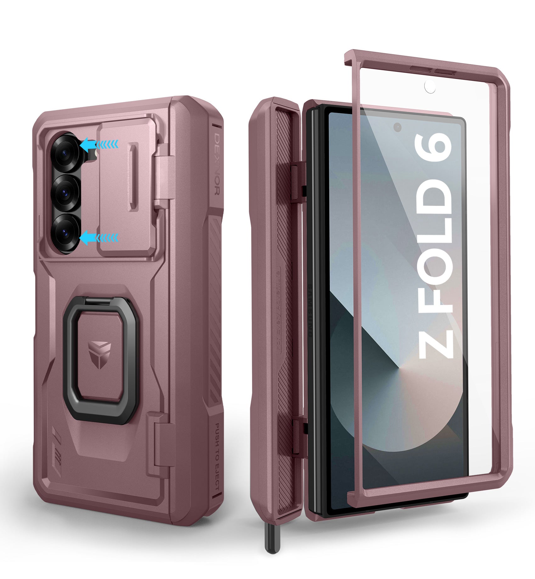 Dexnor Case for Samsung Galaxy Z Fold 6 With Hinge Coverage Screen Protector Full Body Bumper Kickstand Heavy-duty Shockproof Rugged Cover.