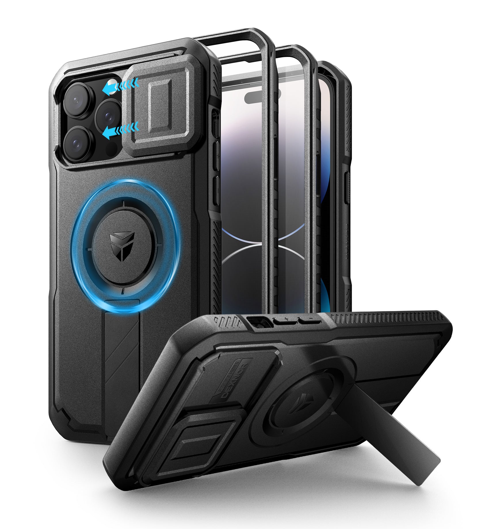 Dexnor Durable Case for iPhone 14 Pro Max with Built In Screen Protector and Slide Camera Cover 360 Magsafe Rugged Bumper Cover