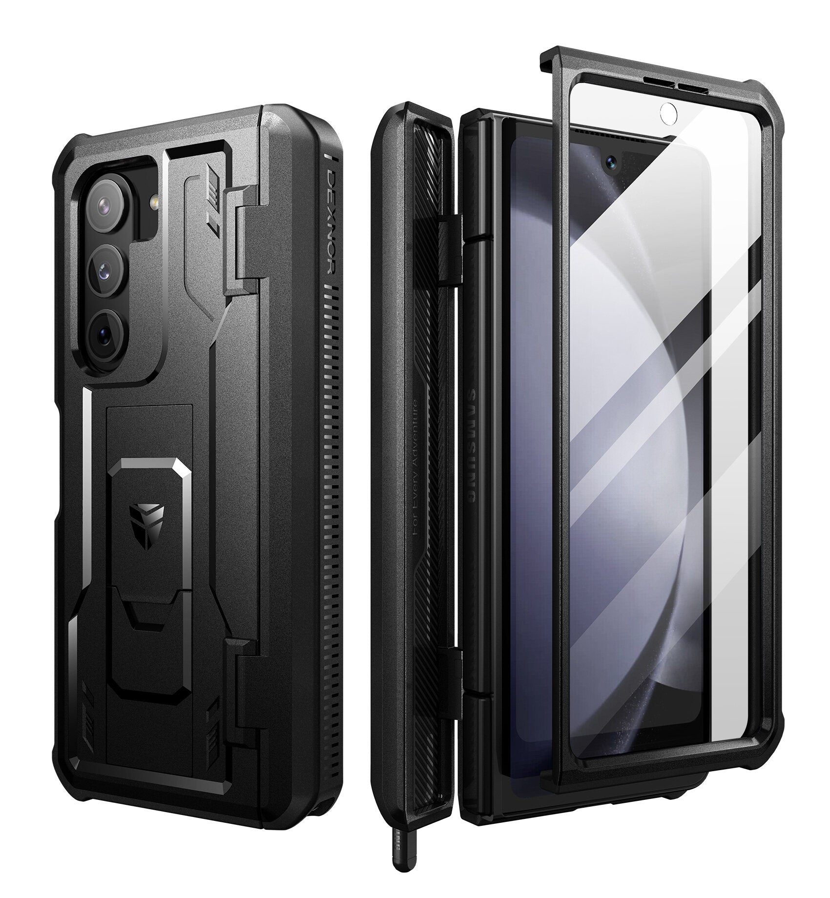 Dexnor Case for Samsung Galaxy Z Fold 5 With Hinge Coverage Screen Protector Full Body Bumper Kickstand Heavy-duty Shockproof Rugged Cover.