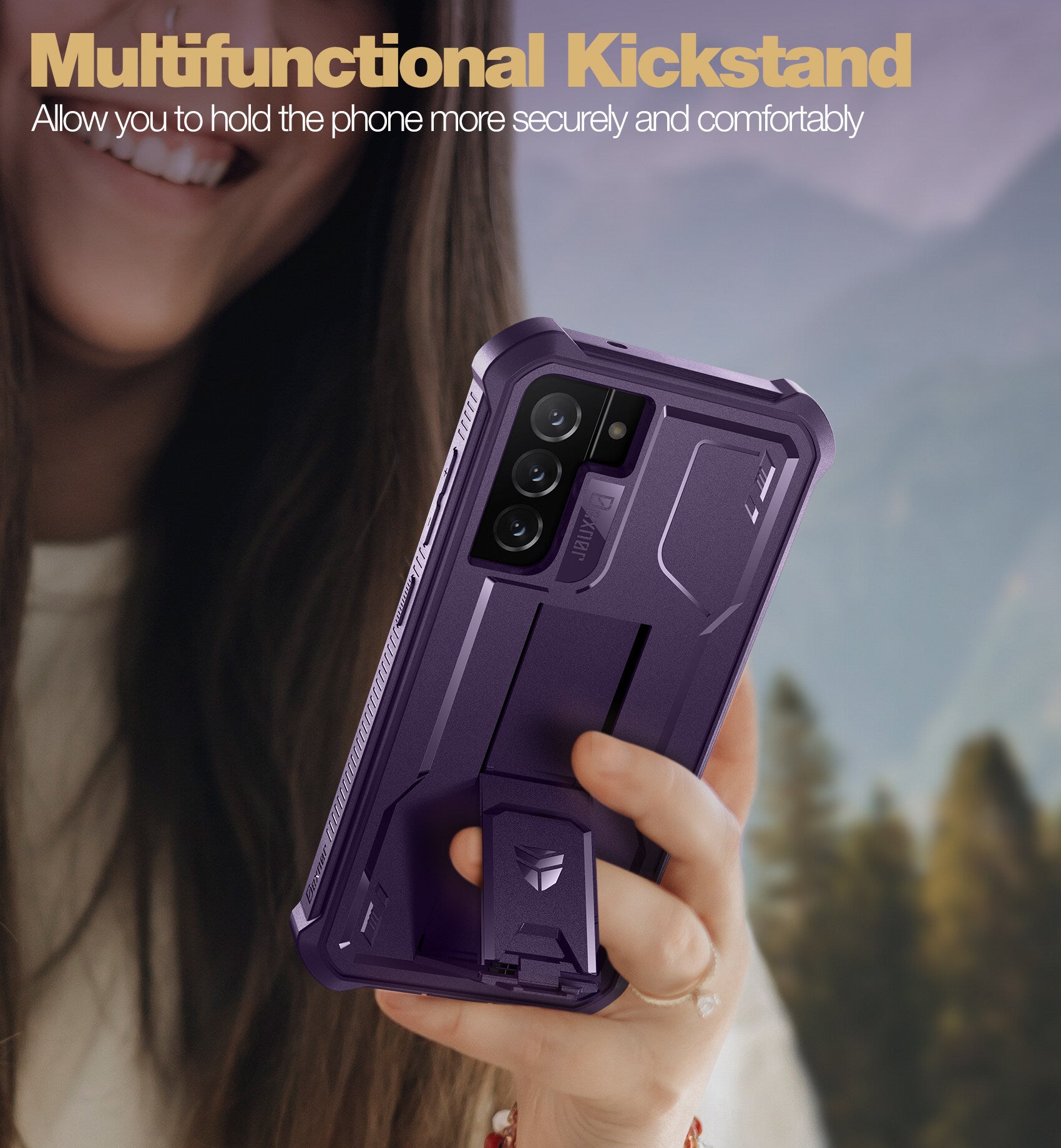 Dexnor Case for Samsung Galaxy S21 FE With Single Screen Protector Full Body Bumper Kickstand Heavy-duty Shockproof Rugged Cover.