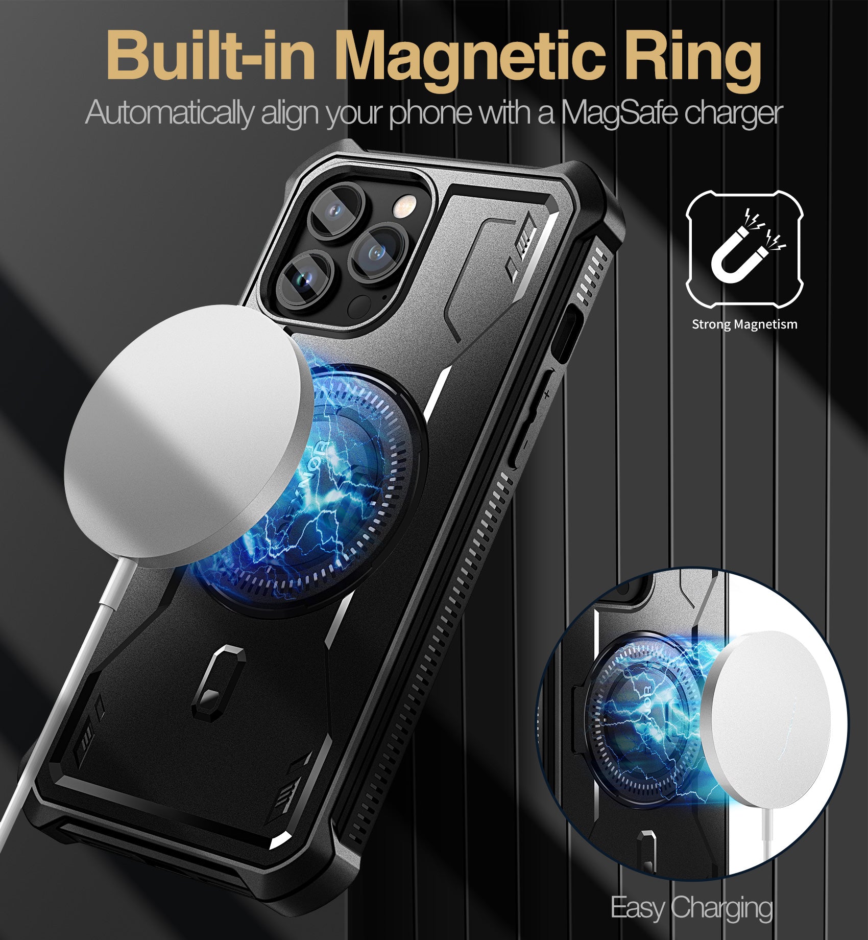 Dexnor for iphone 13 Pro Max Case With Heavy-duty Shockproof Full Body Built-in Screen Protector Adjustable Kickstand