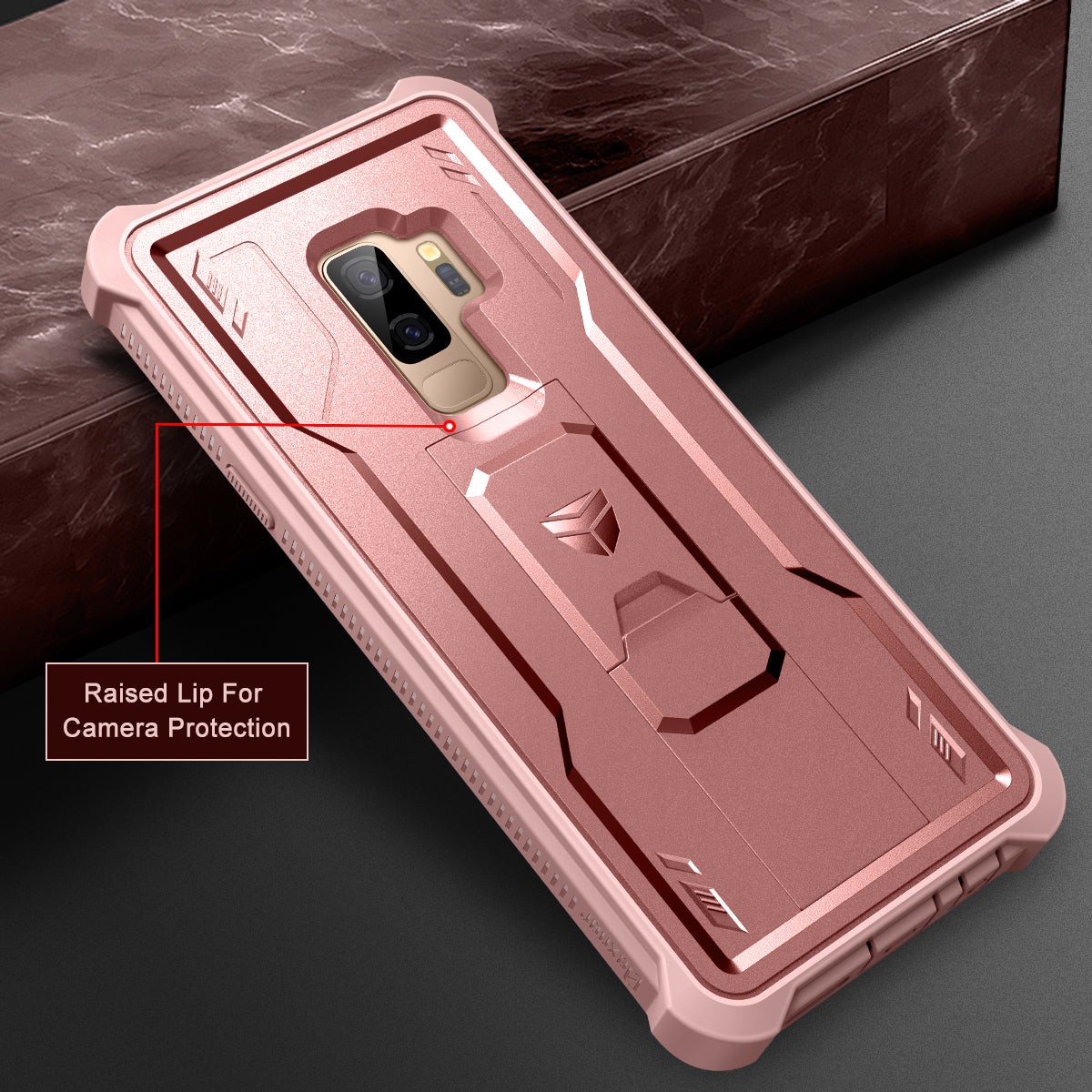 Dexnor Case for Samsung Galaxy S9 Plus With Single Screen Protector Full Body Bumper Kickstand Heavy-duty Shockproof Rugged Cover.