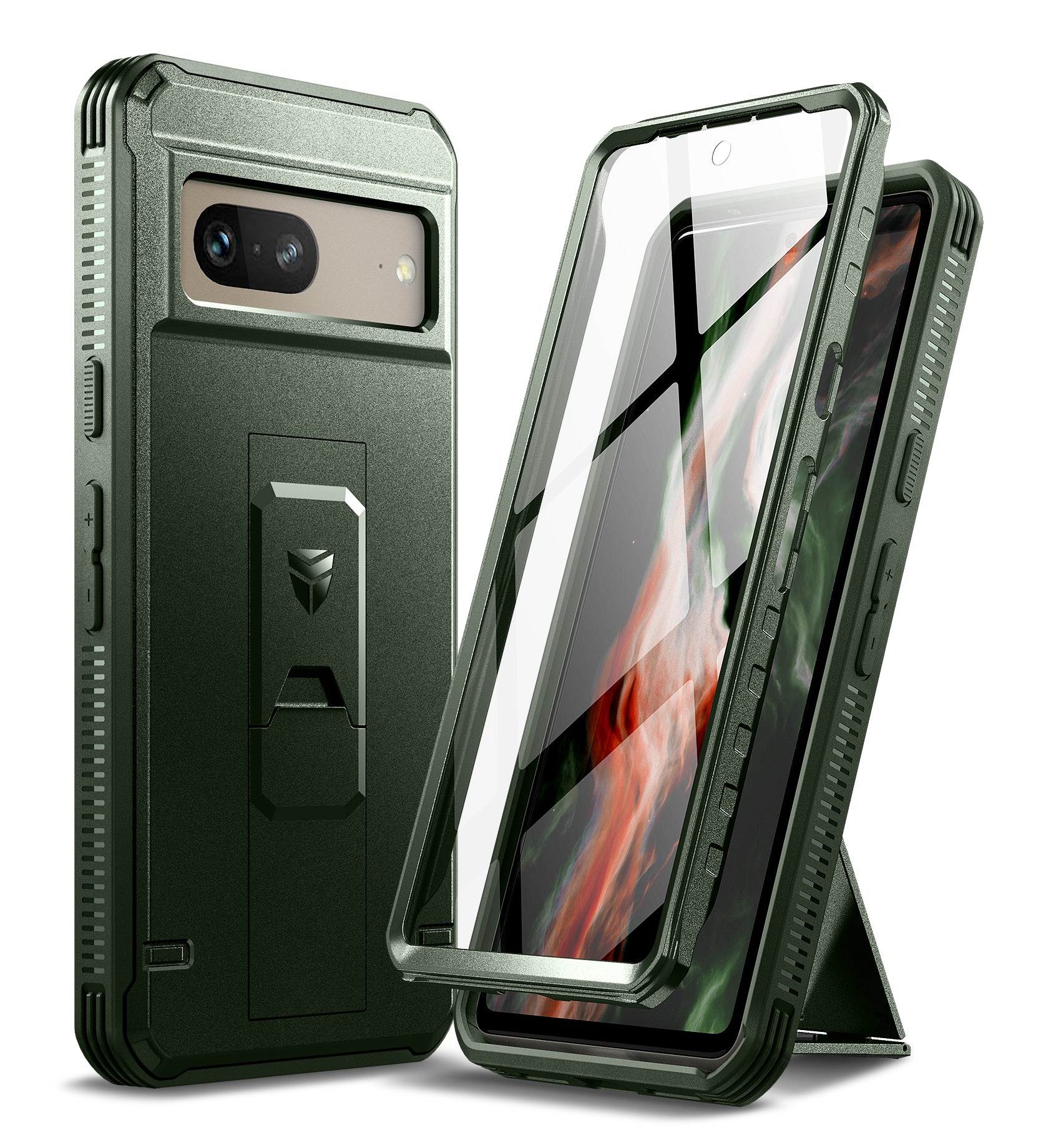 Dexnor Case for Google Pixel 7 With Screen Protector Full Body Bumper Kickstand Heavy-duty Shockproof Rugged Cover.