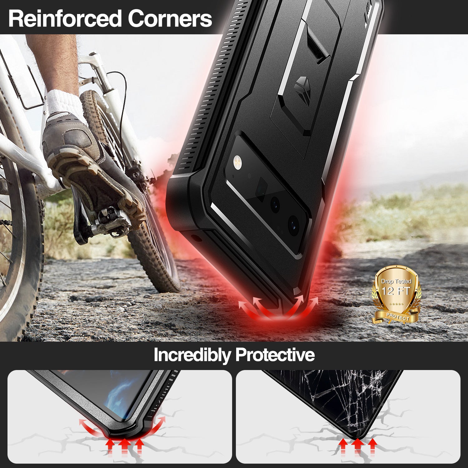 Dexnor Case for Google Pixel 6 Pro 5G With Screen Protector Full Body Bumper Kickstand Heavy-duty Shockproof Rugged Cover.