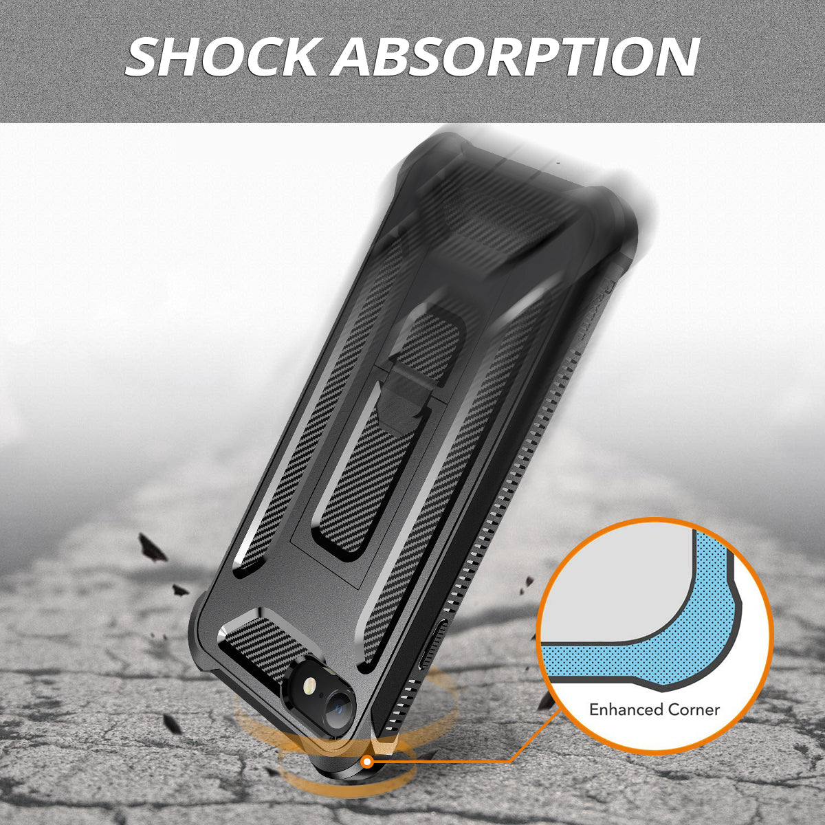 Dexnor Case for iPhone SE2020(iphone7/iphone8 universal)With Screen Protector Full Body Bumper Kickstand Heavy-duty Shockproof Rugged Cover.