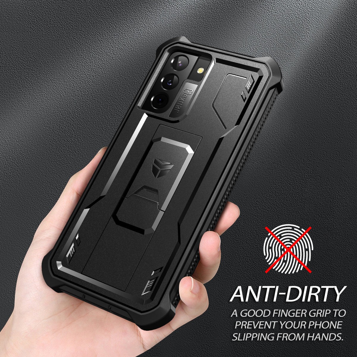 Dexnor Case for Samsung Galaxy S21 With Single Screen Protector Full Body Bumper Kickstand Heavy-duty Shockproof Rugged Cover.