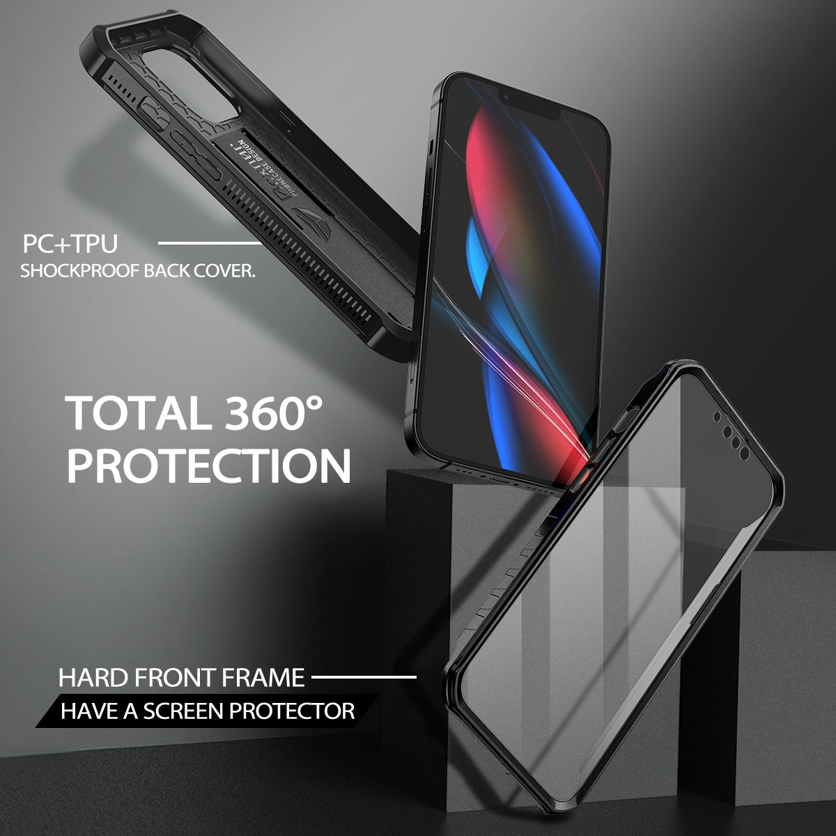 Dexnor for iphone 13 Pro Max Case With Heavy-duty Shockproof Full Body Built-in Screen Protector Adjustable Kickstand