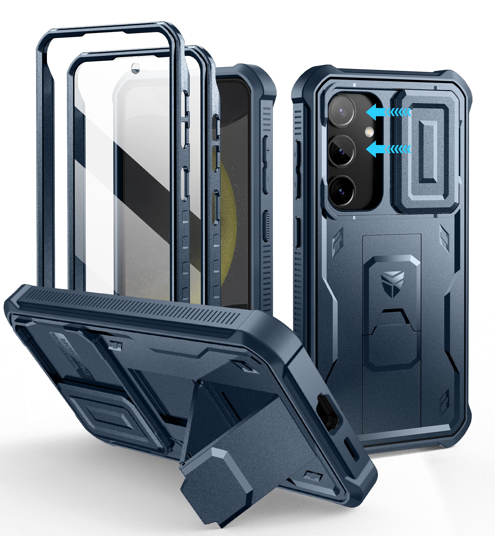 Dexnor Case for Samsung Galaxy S24 Full Body With Screen Protector Slide Camera Bumper Kickstand Heavy-duty Shockproof Rugged Cover.