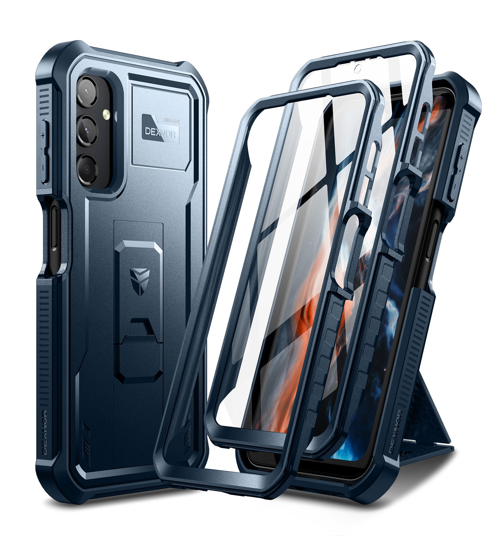 Dexnor Case for Samsung Galaxy A25 5G/A24 With Screen Protector Full Body Bumper Kickstand Heavy-duty Shockproof Rugged Cover.