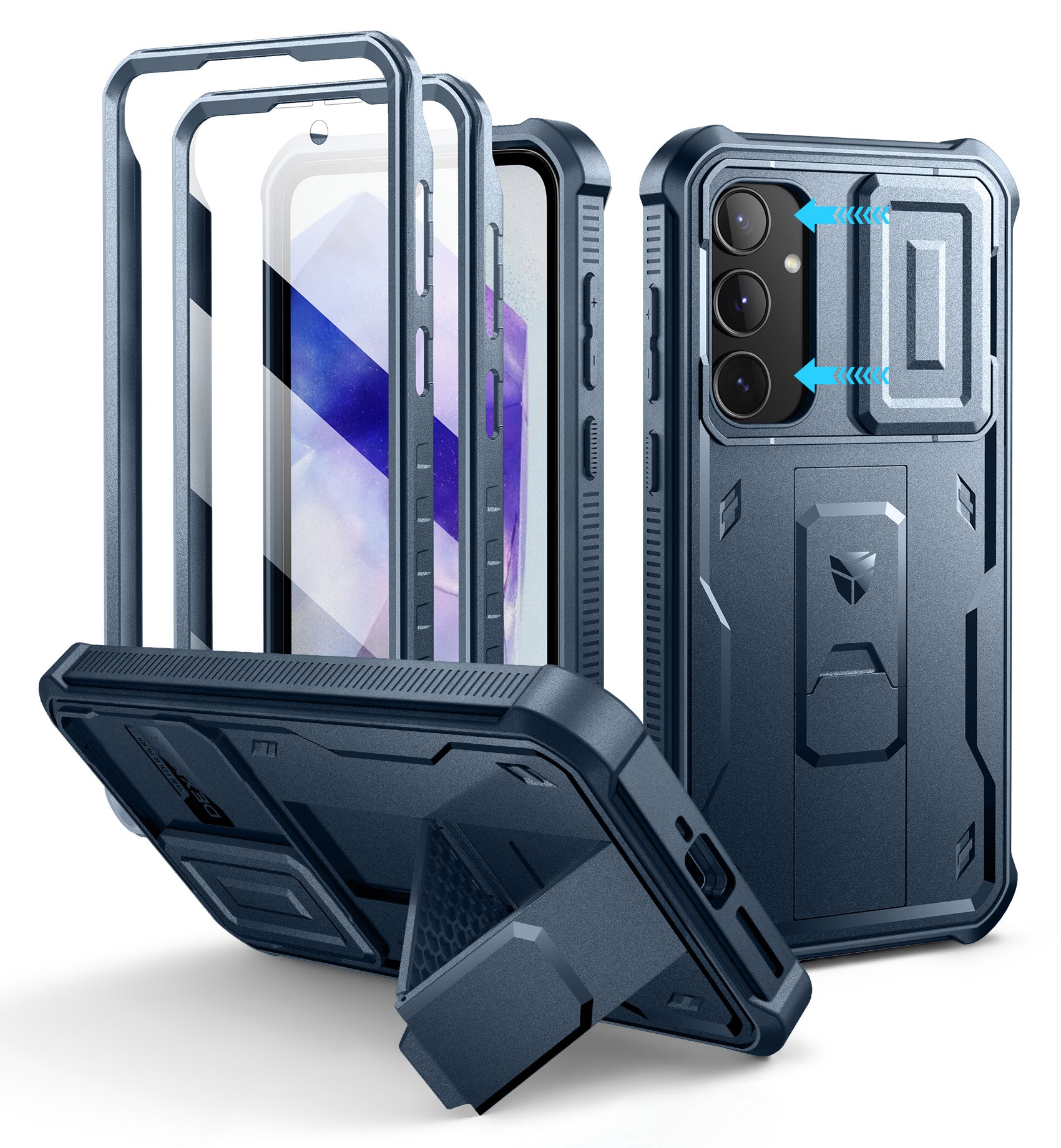 Dexnor Case for Samsung Galaxy A35 5G With Screen Protector Full Body Bumper Kickstand Heavy-duty Shockproof Rugged Cover.