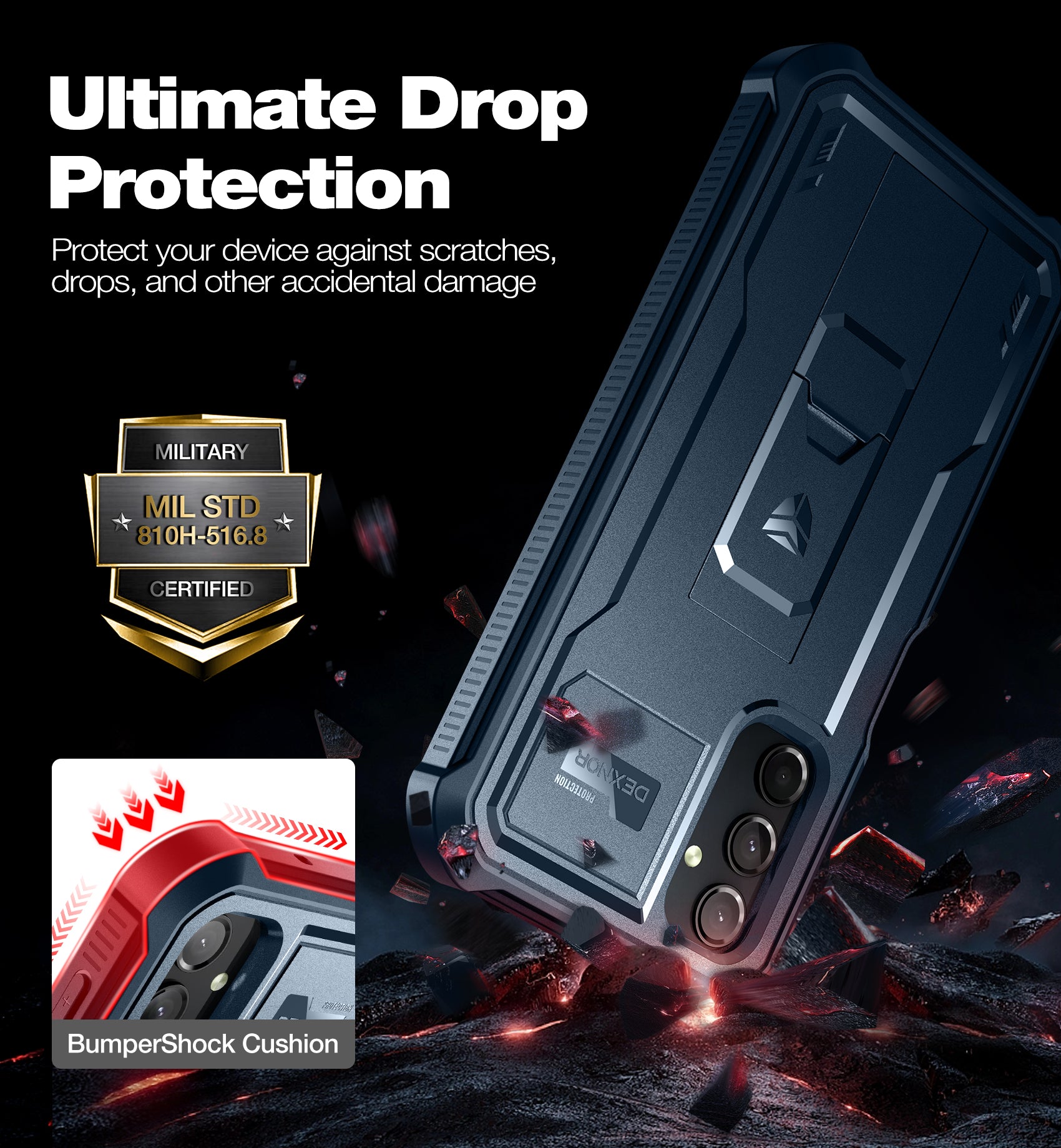 Dexnor Case for Samsung Galaxy A25 5G/A24 With Screen Protector Full Body Bumper Kickstand Heavy-duty Shockproof Rugged Cover.