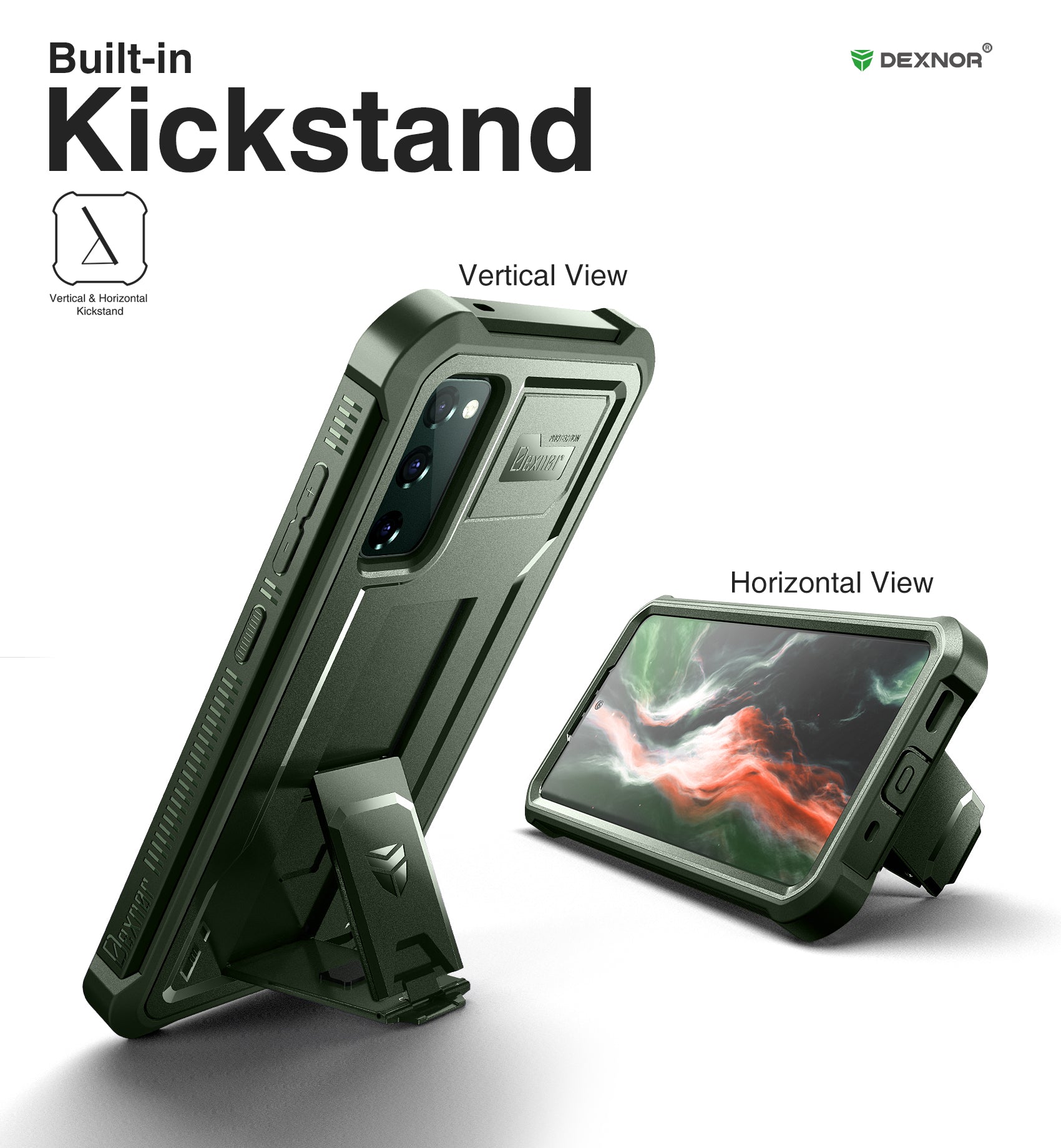 Dexnor Case for Samsung Galaxy S20 FE With Single Screen Protector Full Body Bumper Kickstand Heavy-duty Shockproof Rugged Cover
