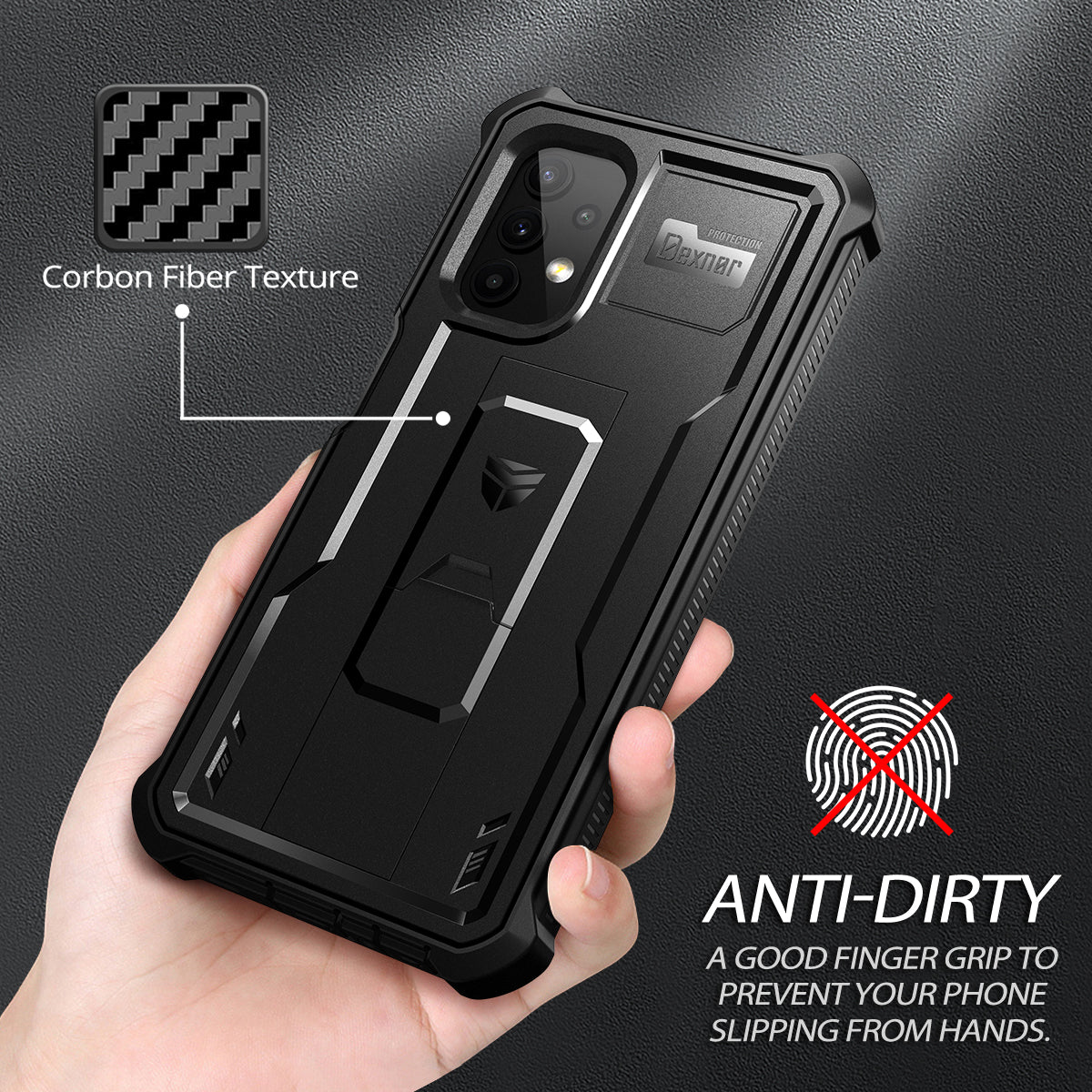 Dexnor Case for Samsung Galaxy A32 5G With Single Screen Protector Full Body Bumper Kickstand Heavy-duty Shockproof Rugged Cover.