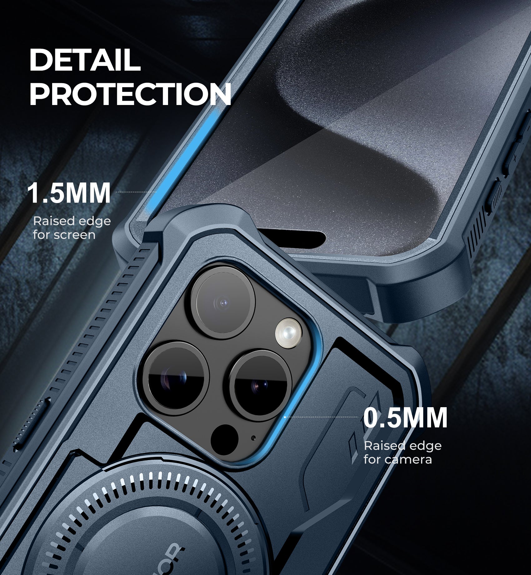 Dexnor for iphone 15 Pro Case With MagSafe Heavy-duty Shockproof Full Body Built-in Screen Protector Adjustable Kickstand