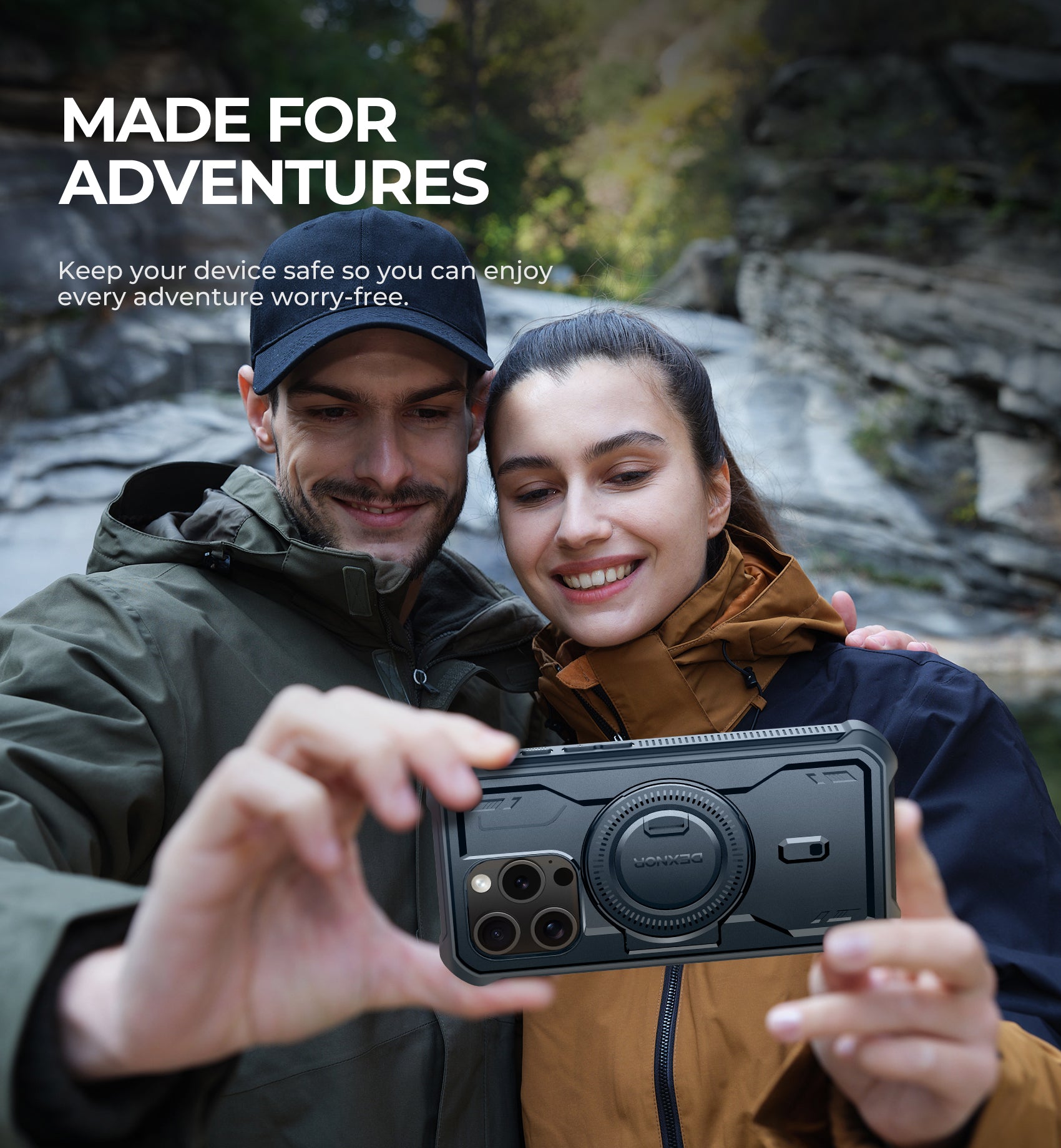 Dexnor for iphone 15 Pro Case With MagSafe Heavy-duty Shockproof Full Body Built-in Screen Protector Adjustable Kickstand