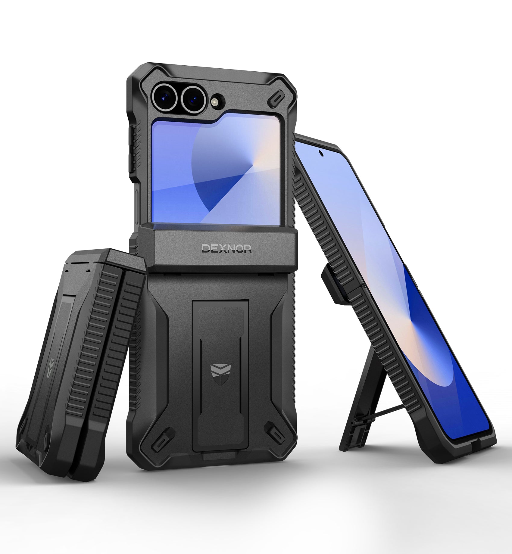 Dexnor Case for Samsung Galaxy Z Flip 6 Hinge Coverage With Screen Protector Full Body Bumper Kickstand Hinge Coverage Shockproof Rugged Cover