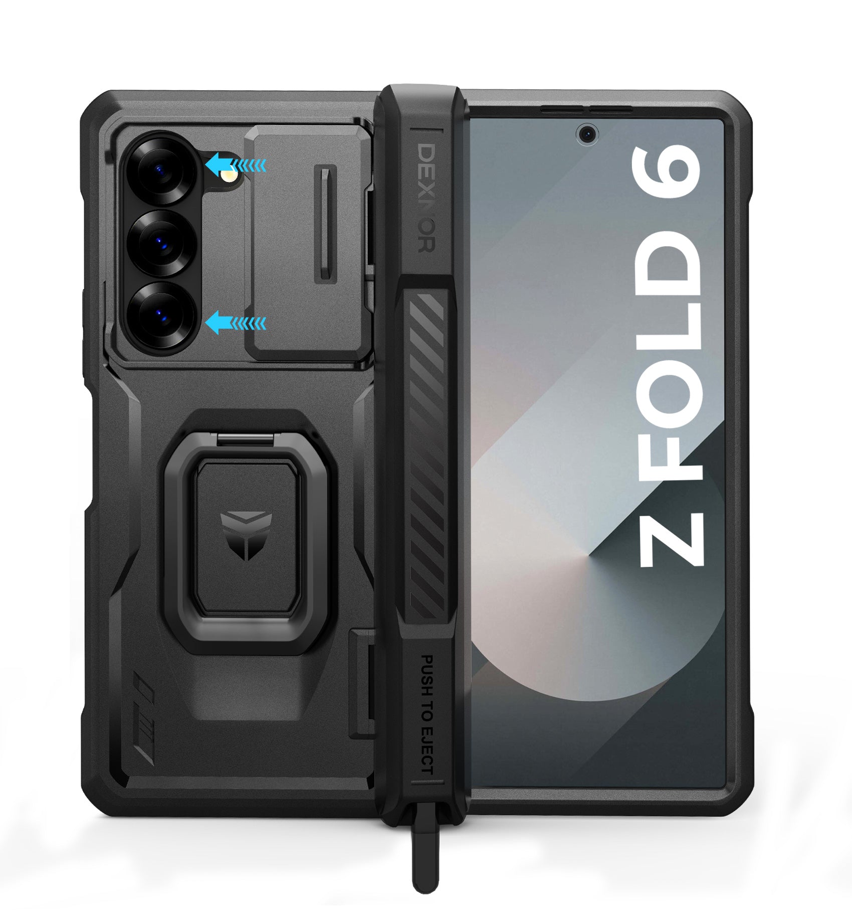 Dexnor Case for Samsung Galaxy Z Fold 6 With Hinge Coverage Screen Protector Full Body Bumper Kickstand Heavy-duty Shockproof Rugged Cover.
