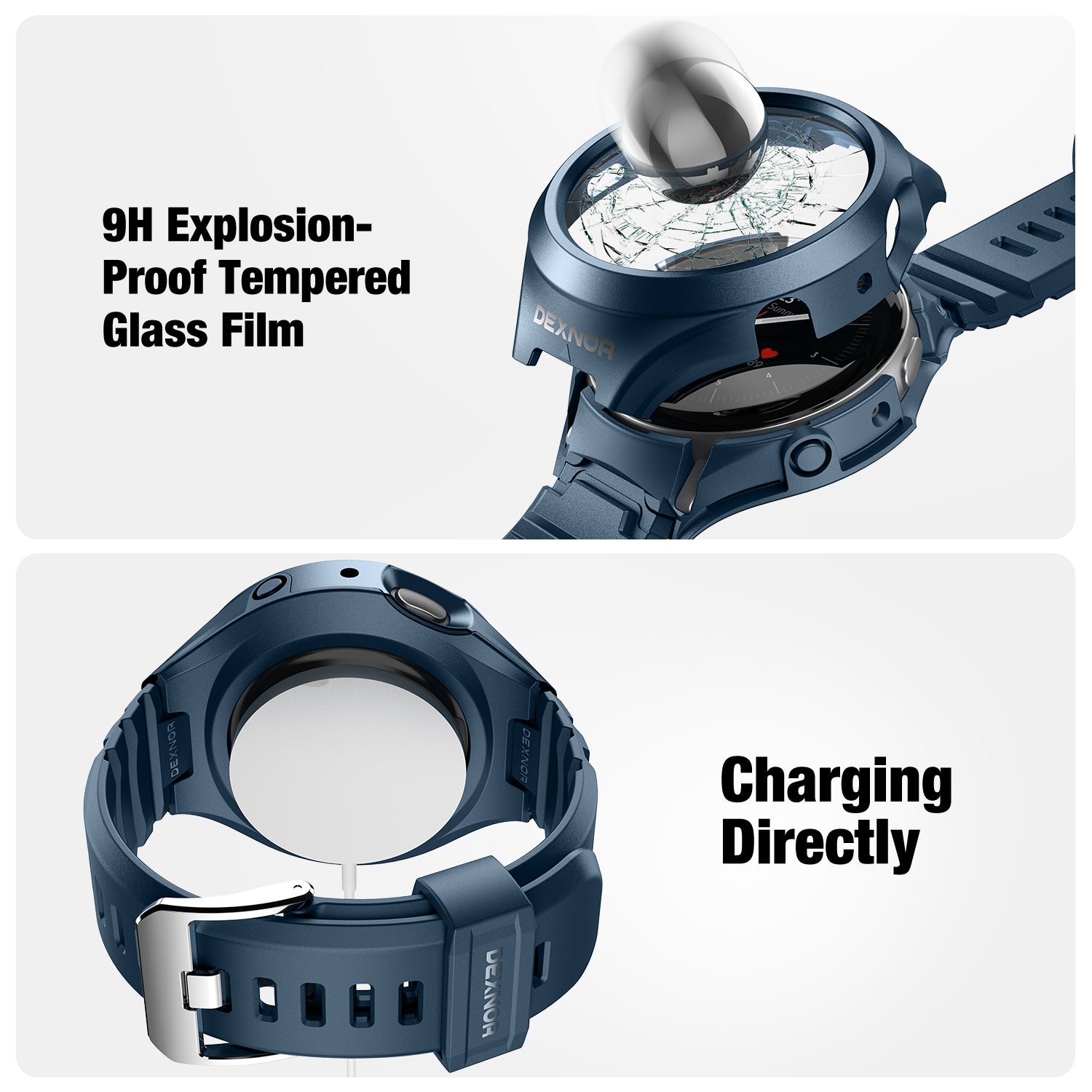 Dexnor Watch Case for Samsung Galaxy Watch Active 2 Band 44mm Full Body Bumper Shockproof Rugged Raised Bezel Snap-on Cover