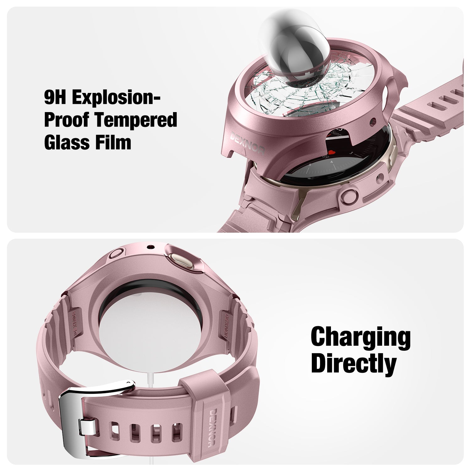 Dexnor Watch Case for Samsung Galaxy Watch Active 2 Band 44mm Full Body Bumper Shockproof Rugged Raised Bezel Snap-on Cover