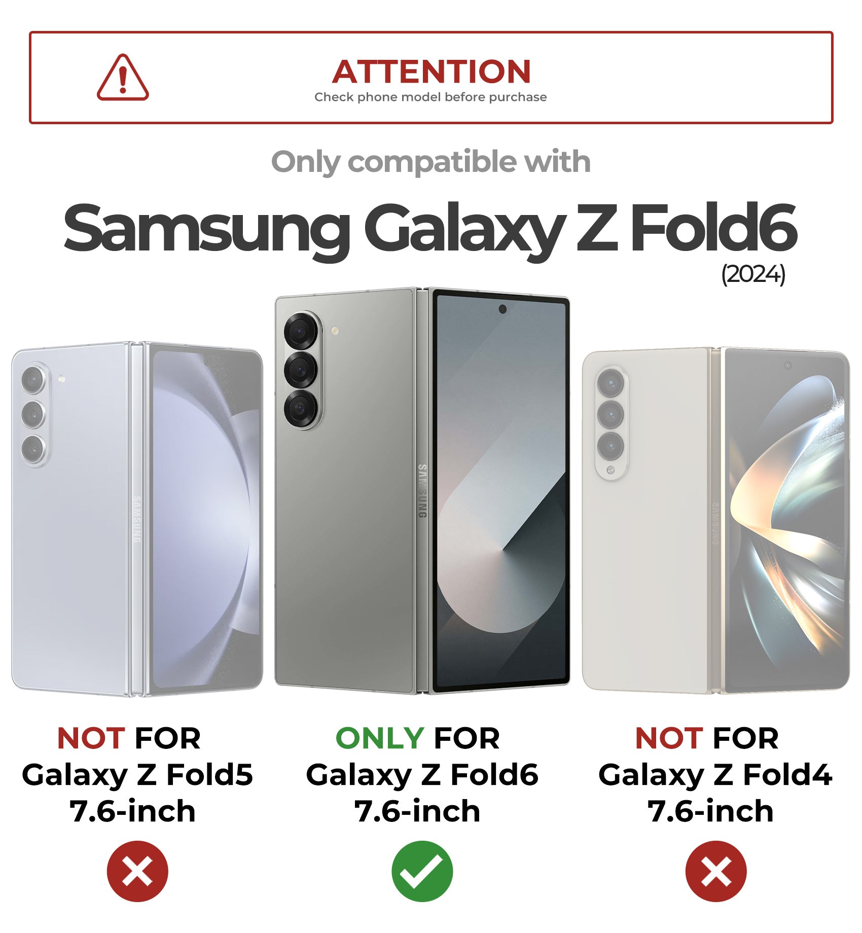 Dexnor Case for Samsung Galaxy Z Fold 6 With Hinge Coverage Screen Protector Full Body Bumper Kickstand Heavy-duty Shockproof Rugged Cover.