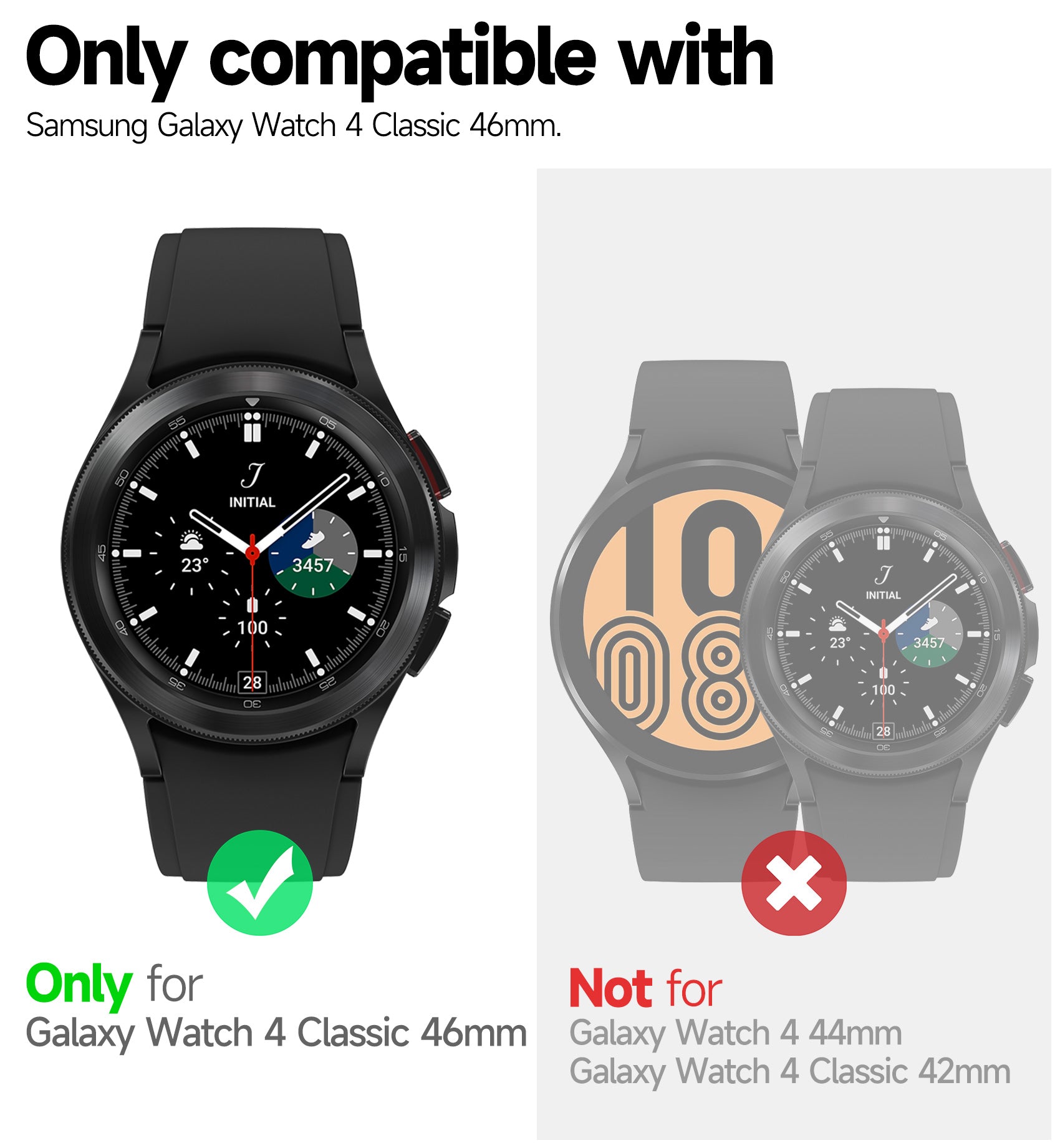 Dexnor Watch Case for Watch 4 Classic Band 46mm(2021) Full Body Bumper Shockproof Rugged Raised Bezel Snap-on Cover