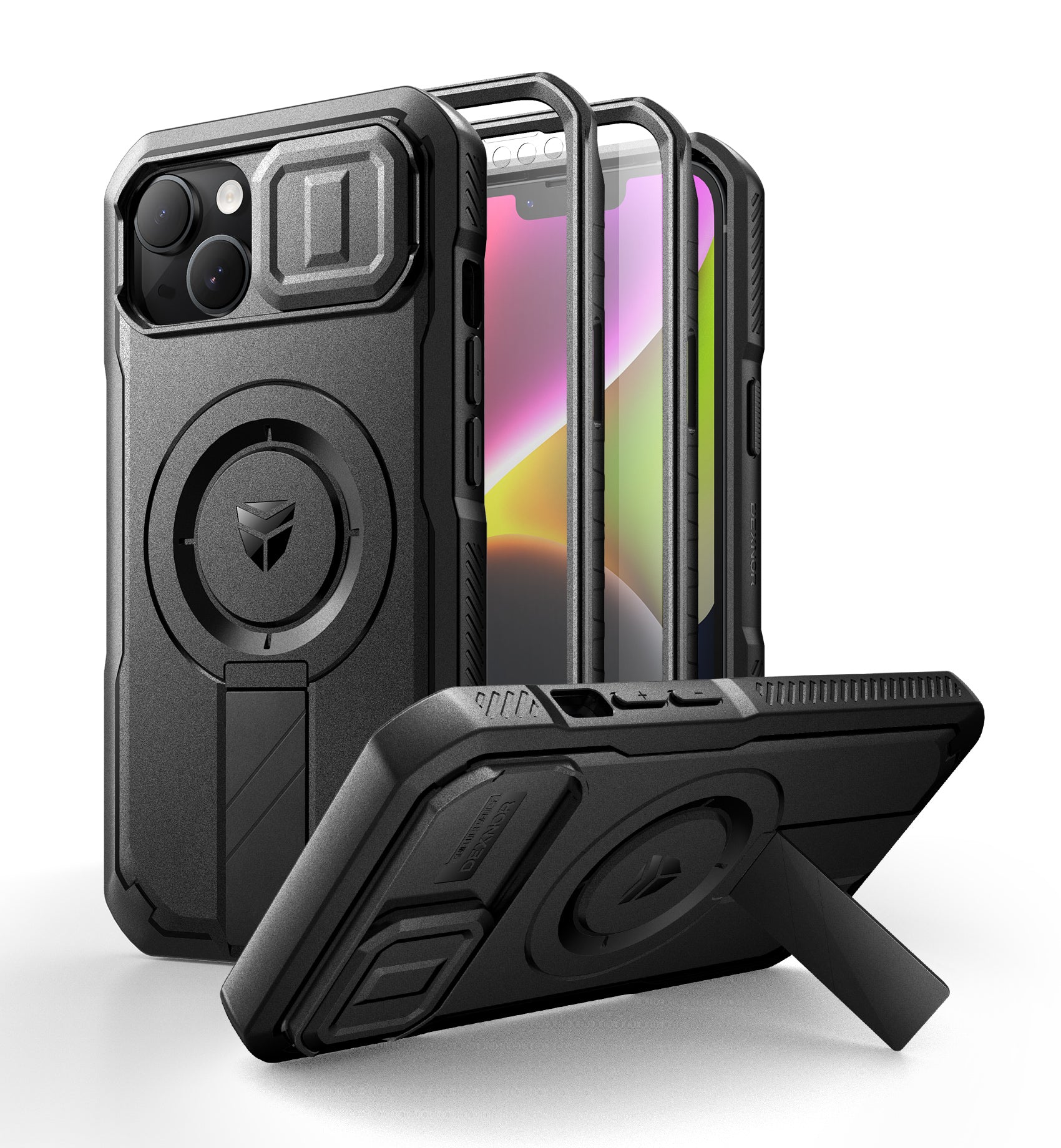 Dexnor Durable Case for iPhone 13/14 with Built In Screen Protector and Slide Camera Cover 360 Magsafe Rugged Bumper Cover