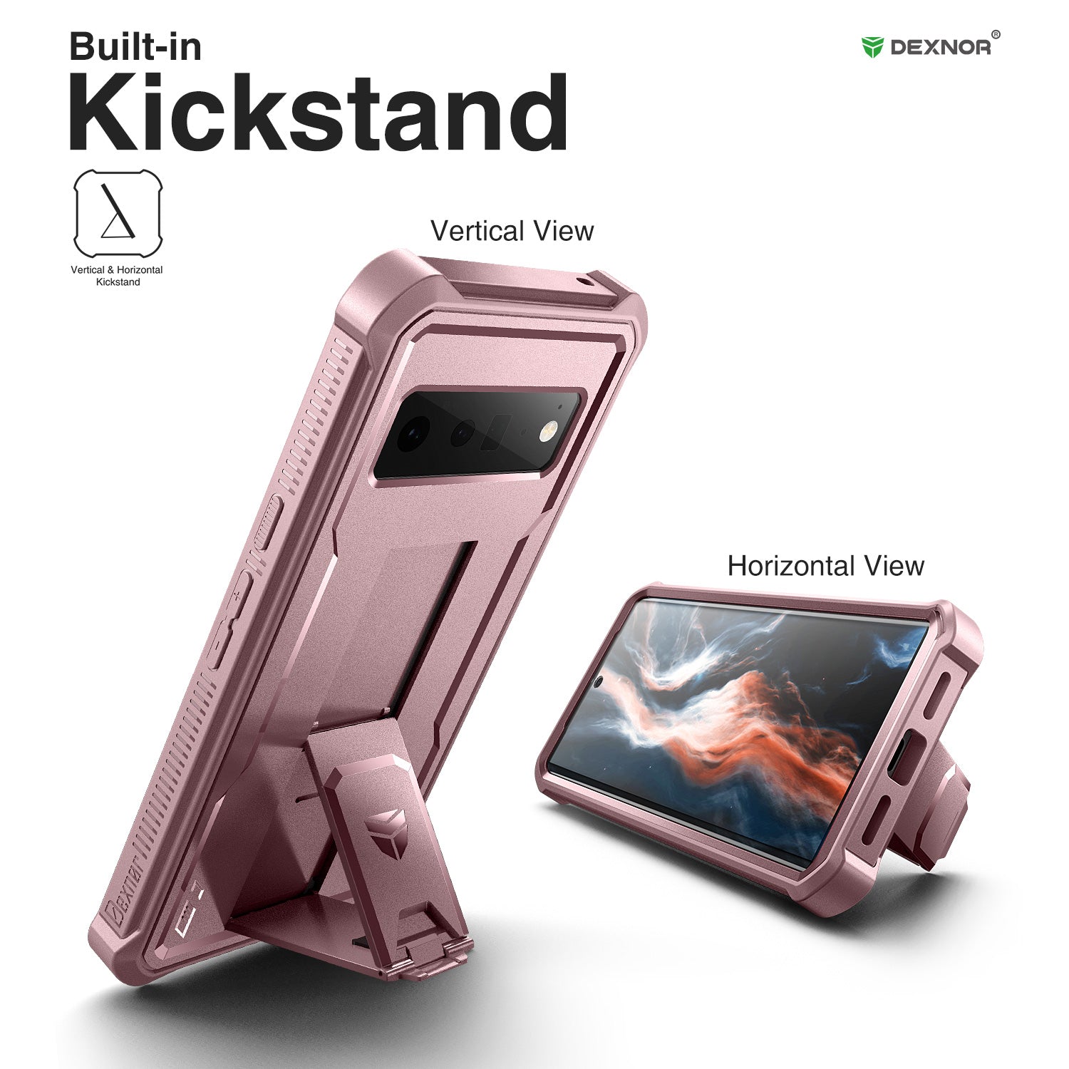 Dexnor Case for Google Pixel 6 Pro 5G With Screen Protector Full Body Bumper Kickstand Heavy-duty Shockproof Rugged Cover.