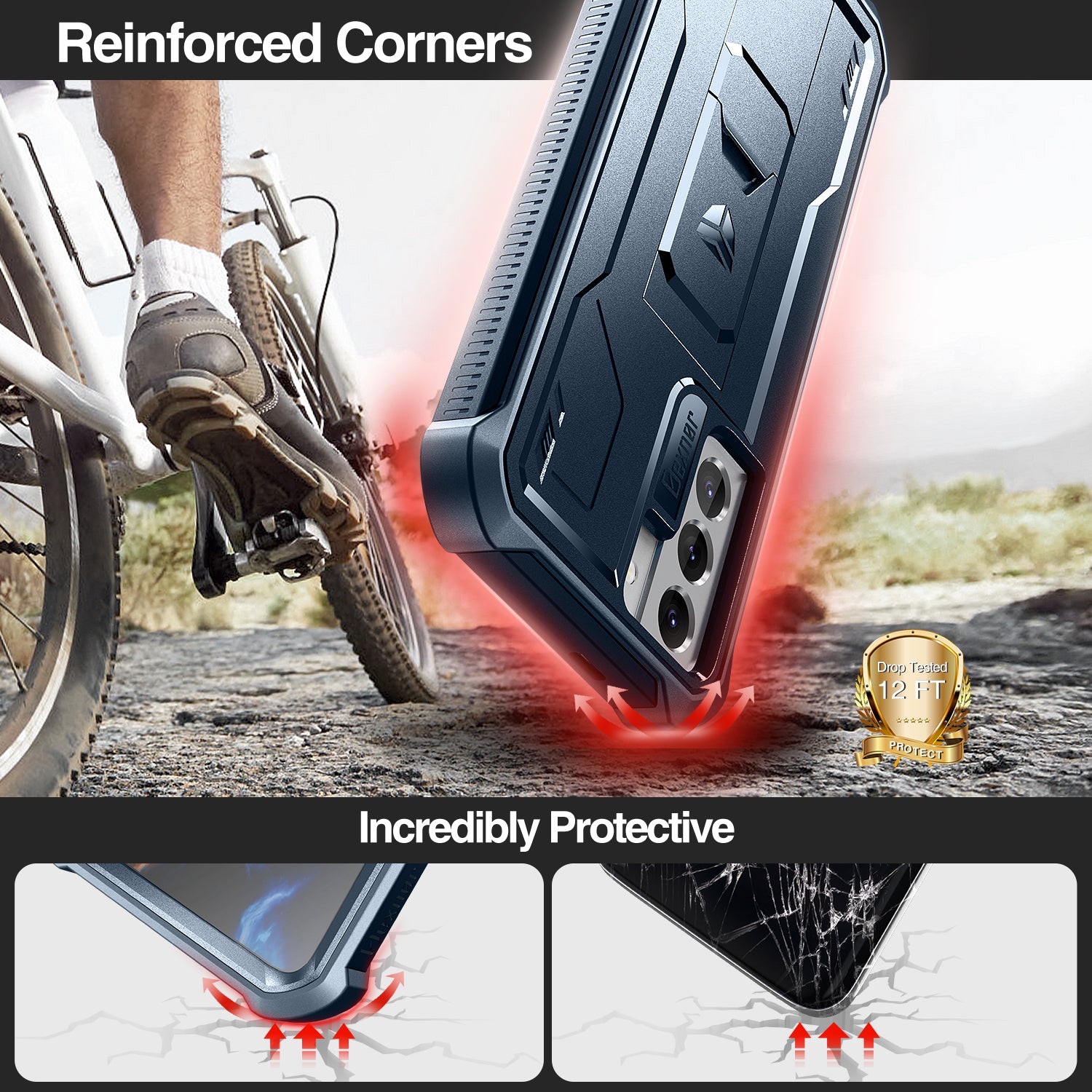 Dexnor Case for Samsung Galaxy S21 With Single Screen Protector Full Body Bumper Kickstand Heavy-duty Shockproof Rugged Cover.