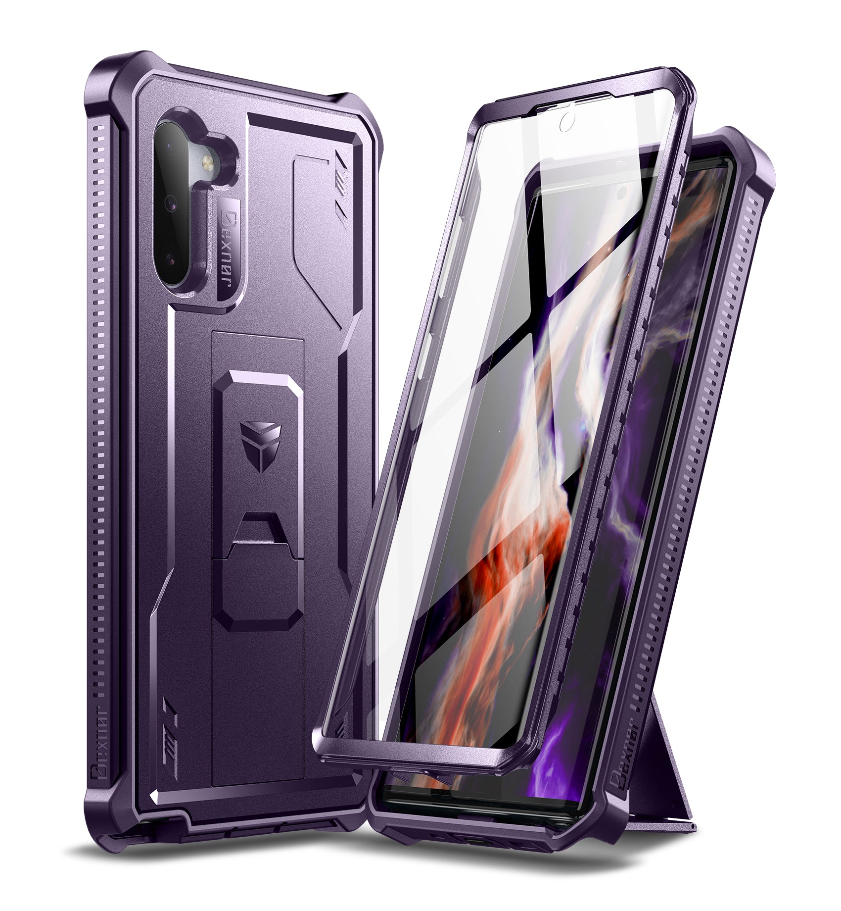 Dexnor Case for Samsung Galaxy Note 10 With Single Screen Protector Full Body Bumper Kickstand Heavy-duty Shockproof Rugged Cover.