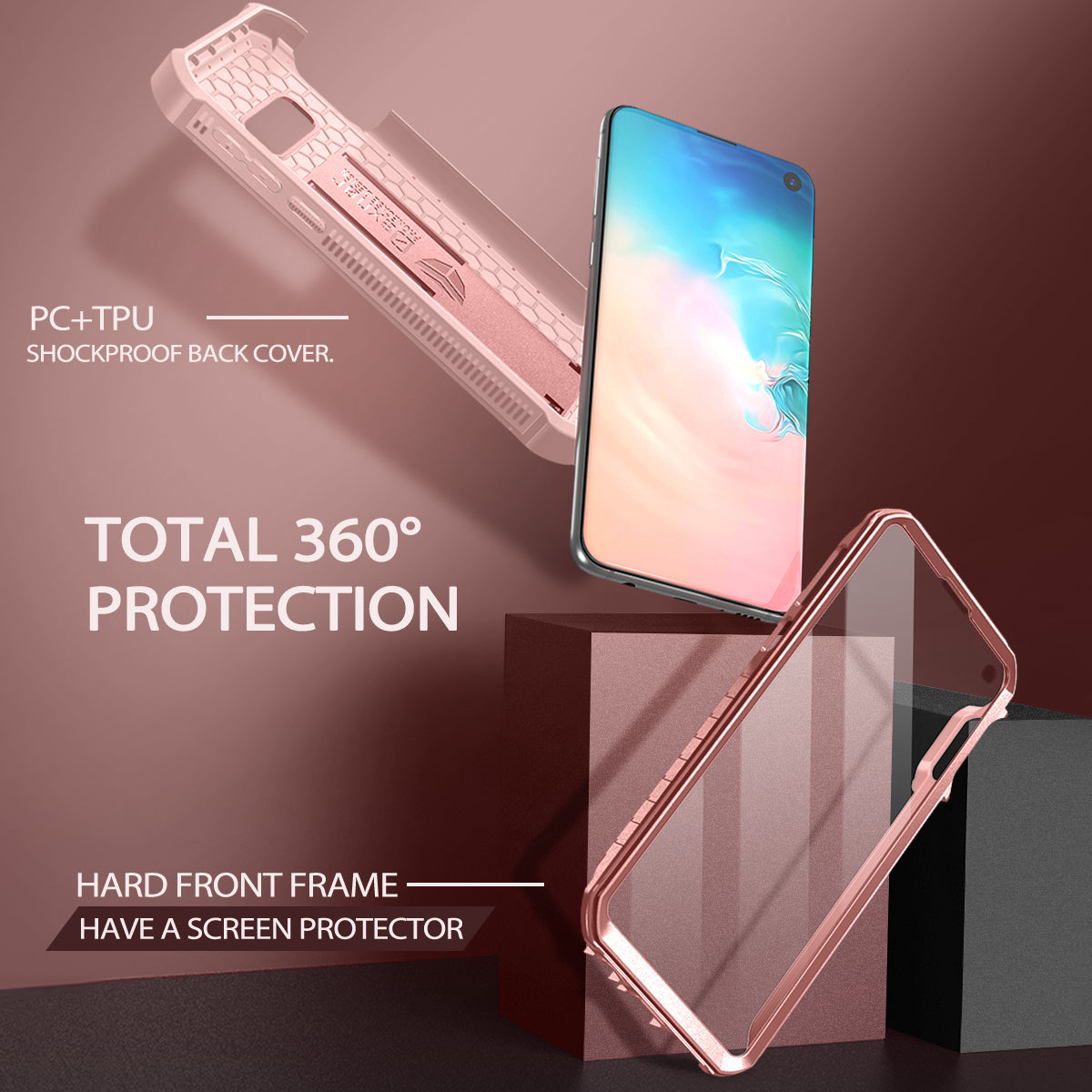 Dexnor Case for Samsung Galaxy S10E With Single Screen Protector Full Body Bumper Kickstand Heavy-duty Shockproof Rugged Cover